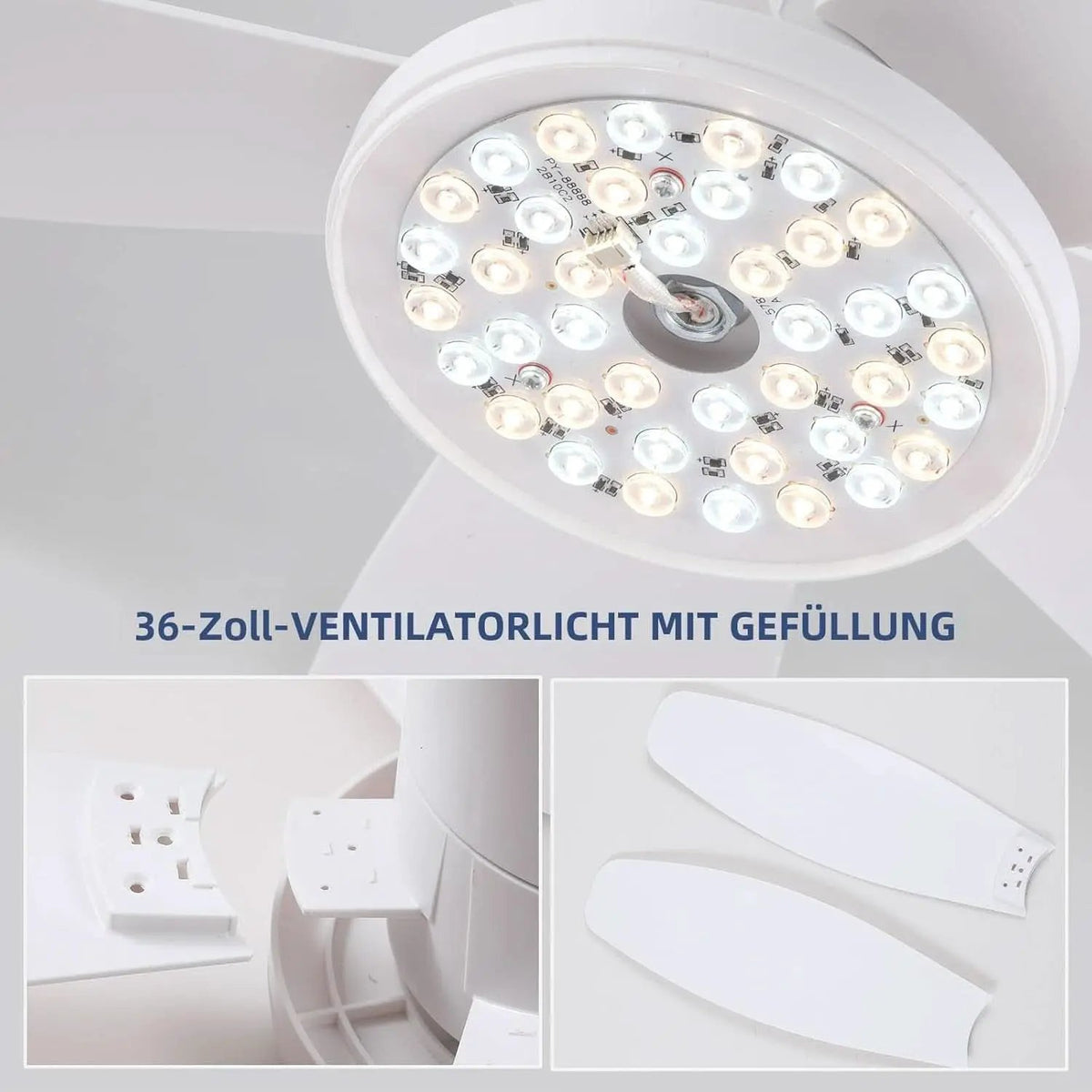 36 Inch White Ceiling Fan With Dimmable LED Remote App Control Energy Efficient from PriceLows™
