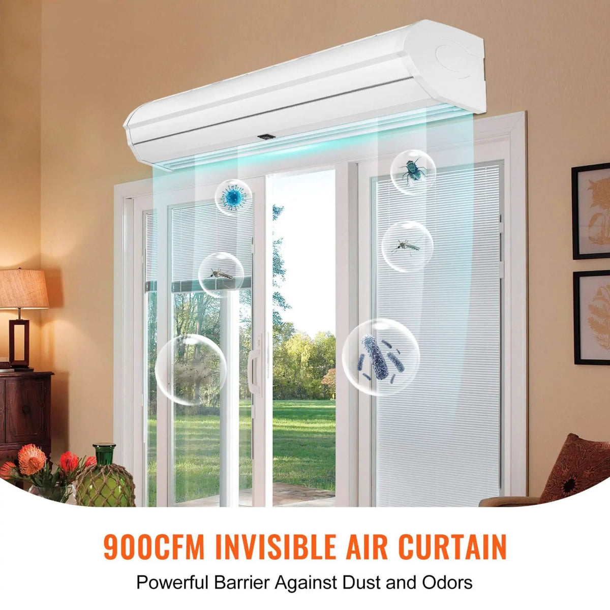 Commercial Wall-Mounted Air Curtain | 36 Inch 900CFM | 2-Speed Control | 110V Indoor Door Use