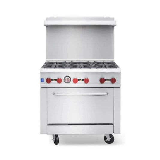 36-Inch Commercial 210K BTU 6-Burner Stainless Steel Freestanding Gas Range | 36 Inch | 6-Burner | Home