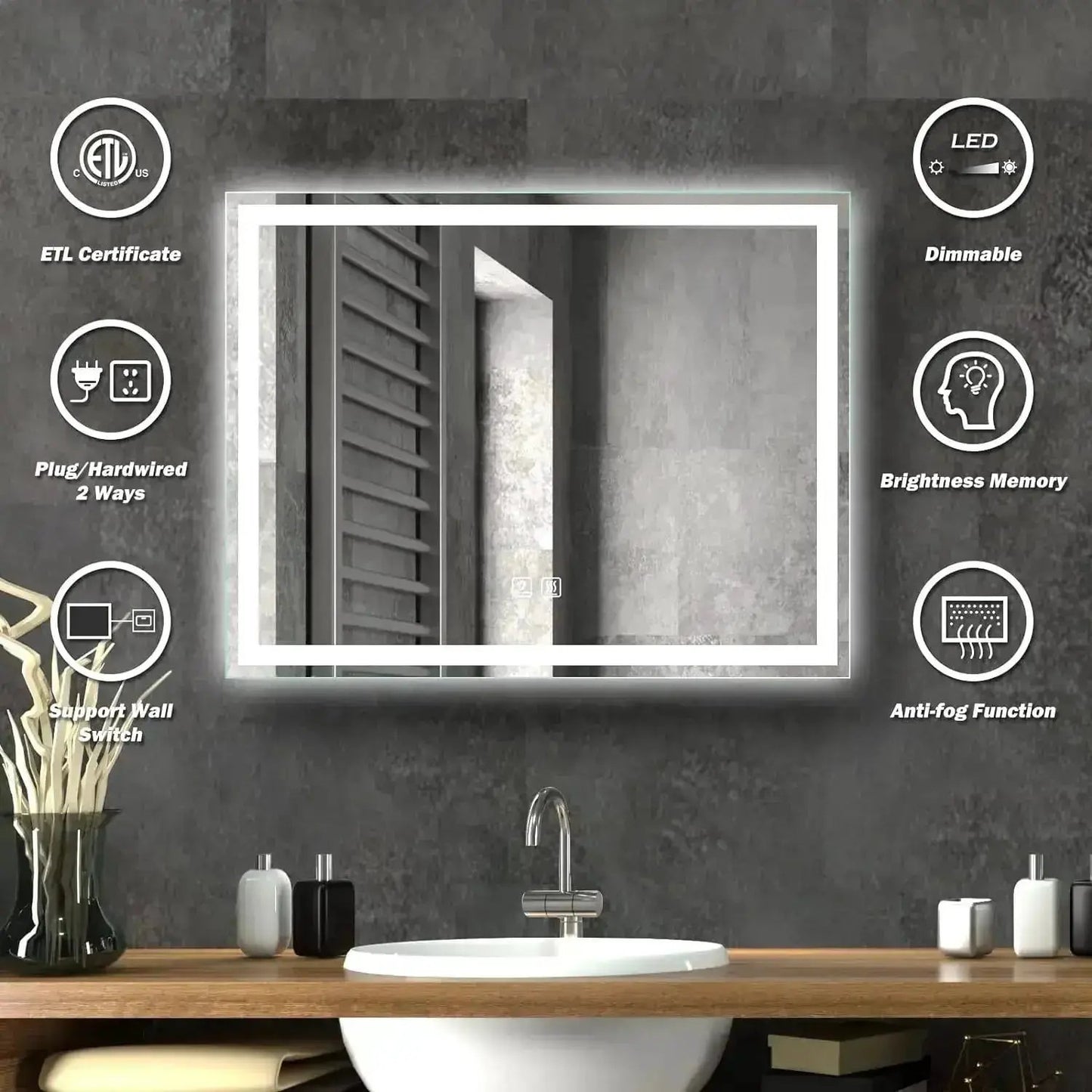Compact Center Glow LED Bathroom Mirror from PriceLows™