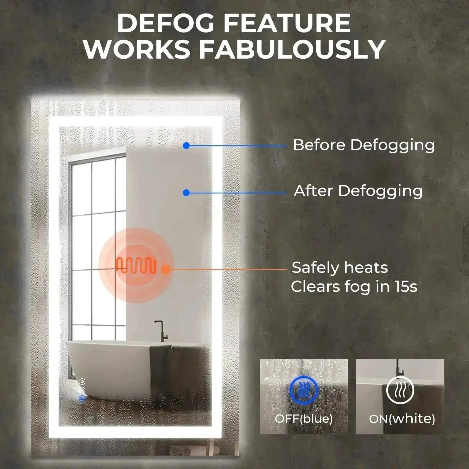 Compact Center Glow LED Bathroom Mirror from PriceLows™