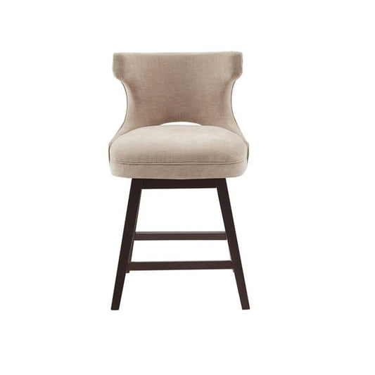 360 Degree Swivel Counter Stool With Silver Detailing Counter Height (24"-27") | 22 x 21 x 37 in | Solid Wood & Fabric | Home