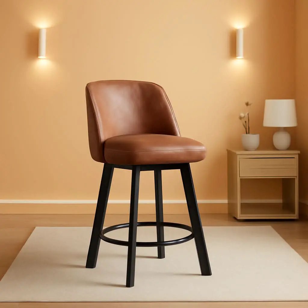 Set of 3 26 Inch Counter Height Bar Stools Swivel Wood Legs from PriceLows™