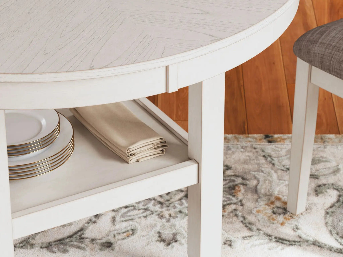 Erinberg Dining Table Set | 5-Piece | Antique White Finish | 42 Inch Square Table