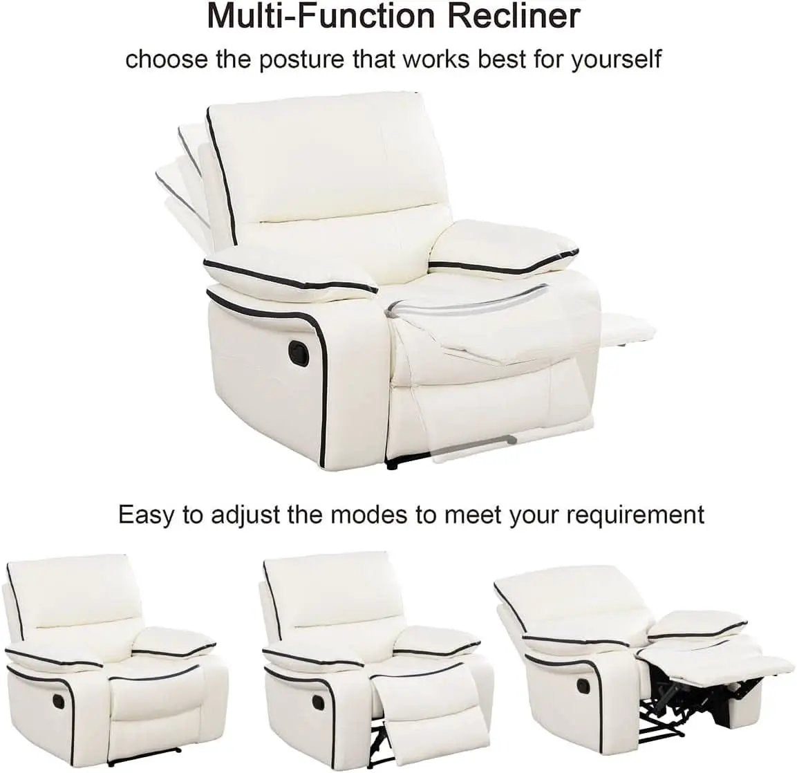 Leather Recliner Sofa Set With Storage Console White from PriceLows™
