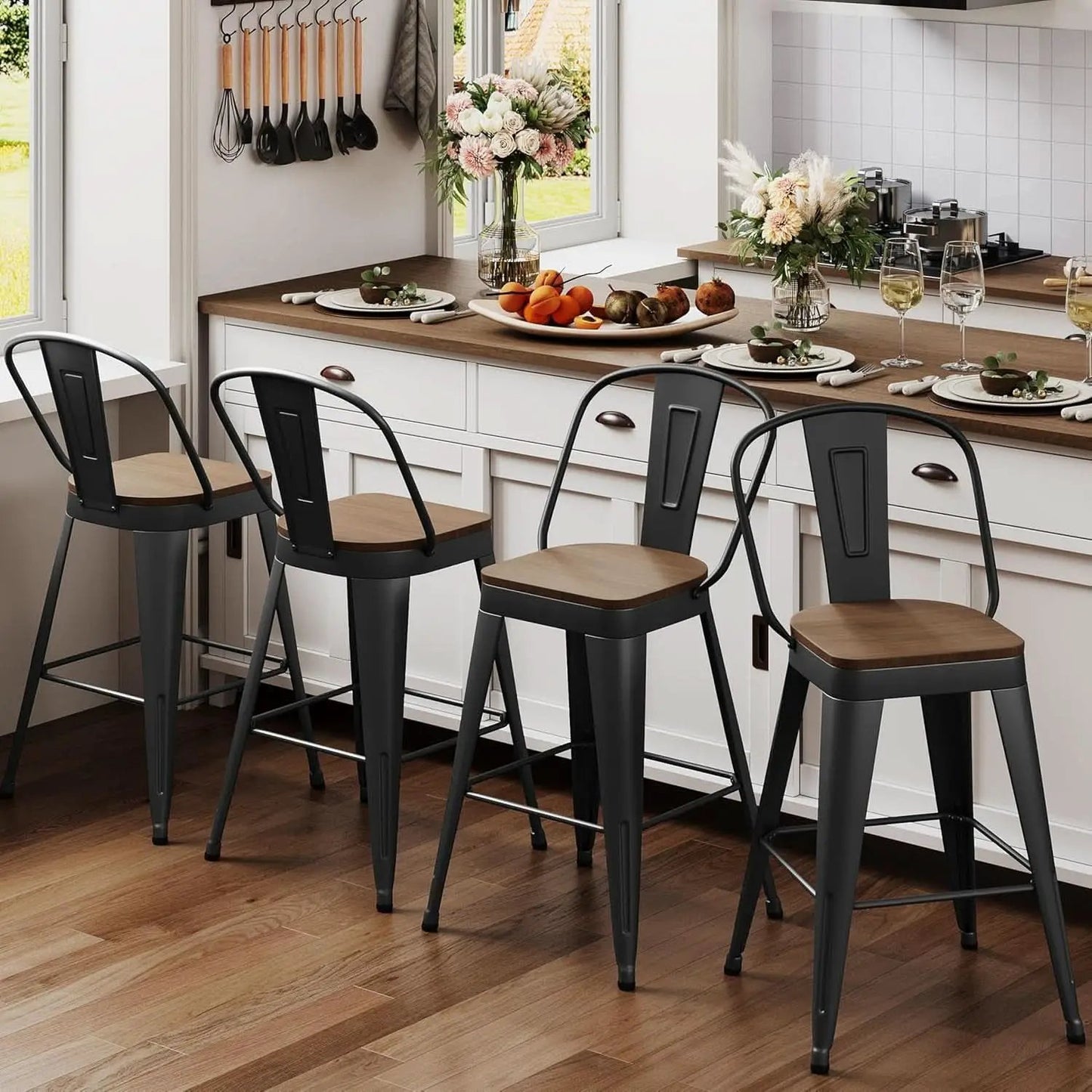 Industrial 24 Inch Bar Stools Set of Four from PriceLows™