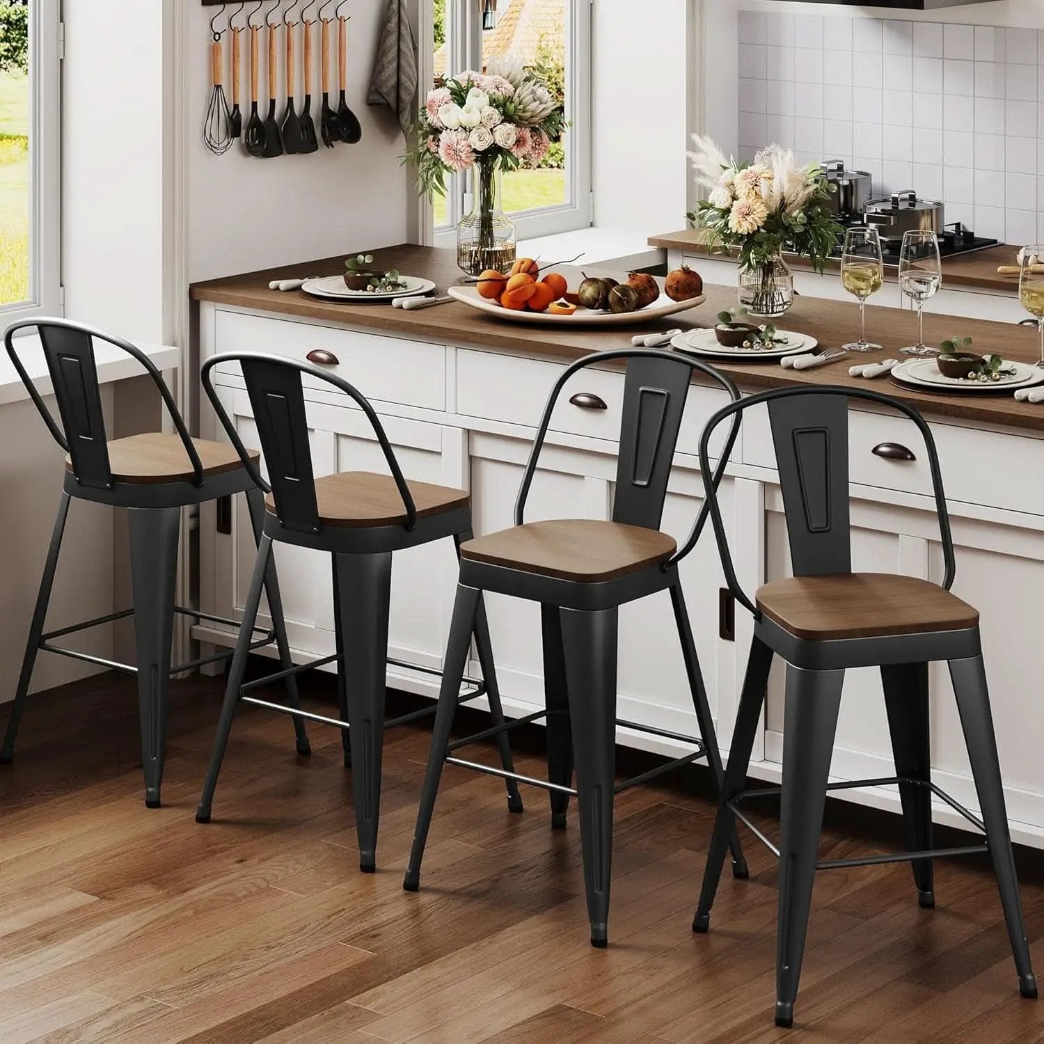 Industrial 24 Inch Bar Stools Set of Four from PriceLows™