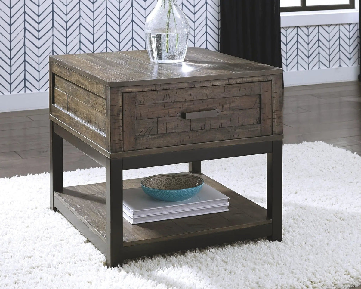 Johurst Rectangular End Table | 24.13 x 27 x 24.38 in | Engineered Wood | Grayish Brown