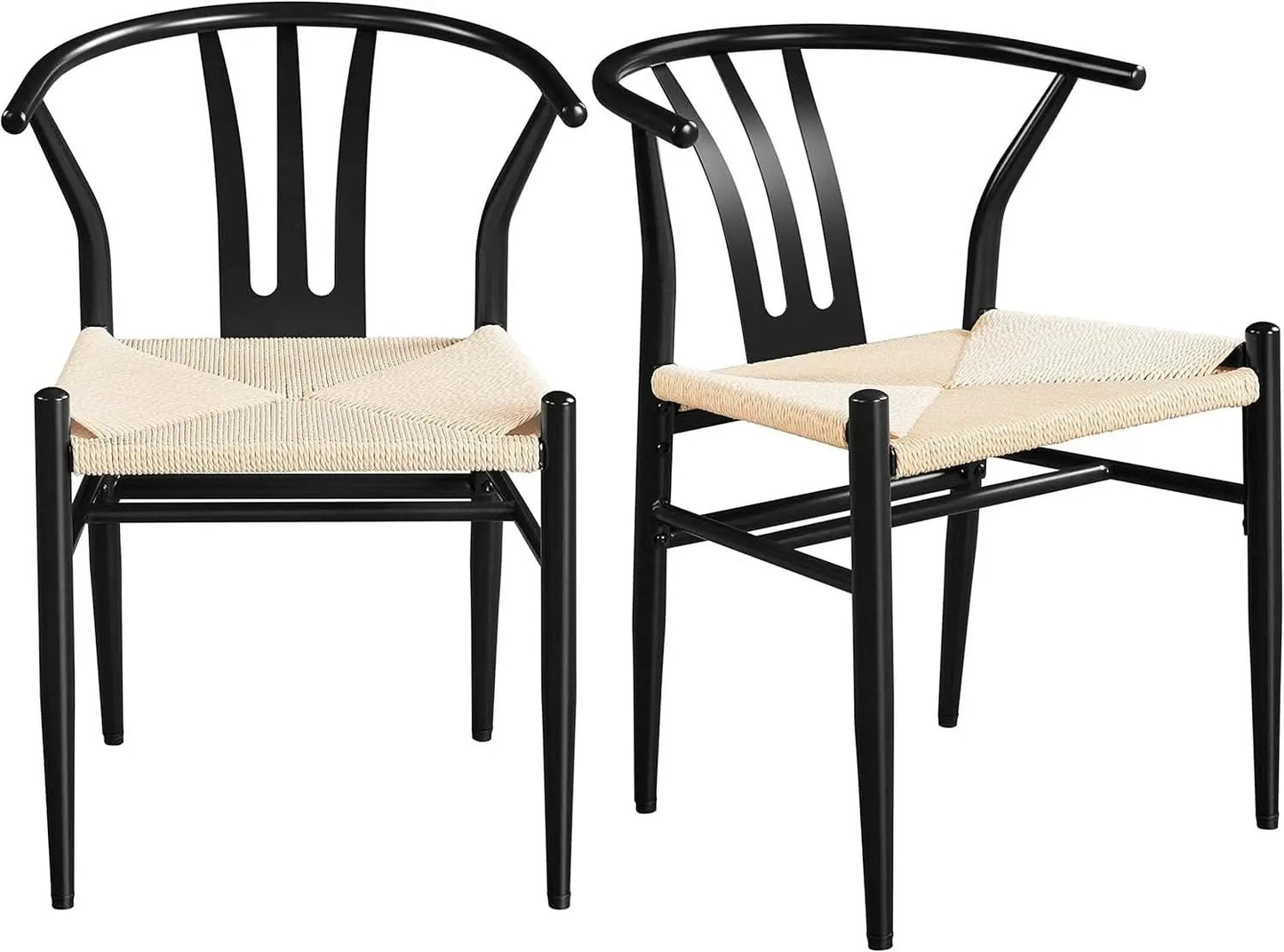 Black Rattan Weave Dining Chairs Set 2 Mid Century Modern from PriceLows™