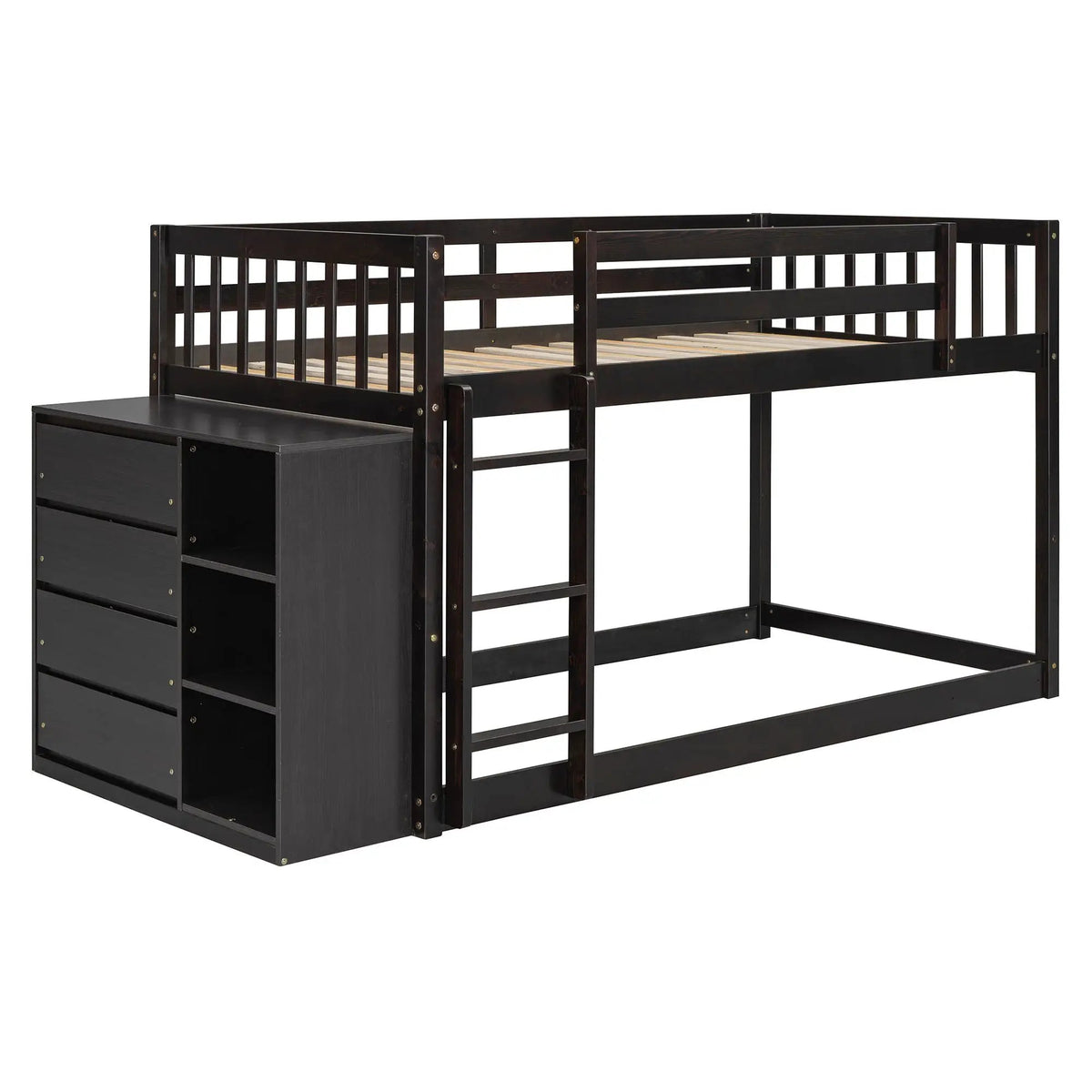 Bunk Bed | Solid Pine Frame | Four Drawers And Three Shelves | Full Size