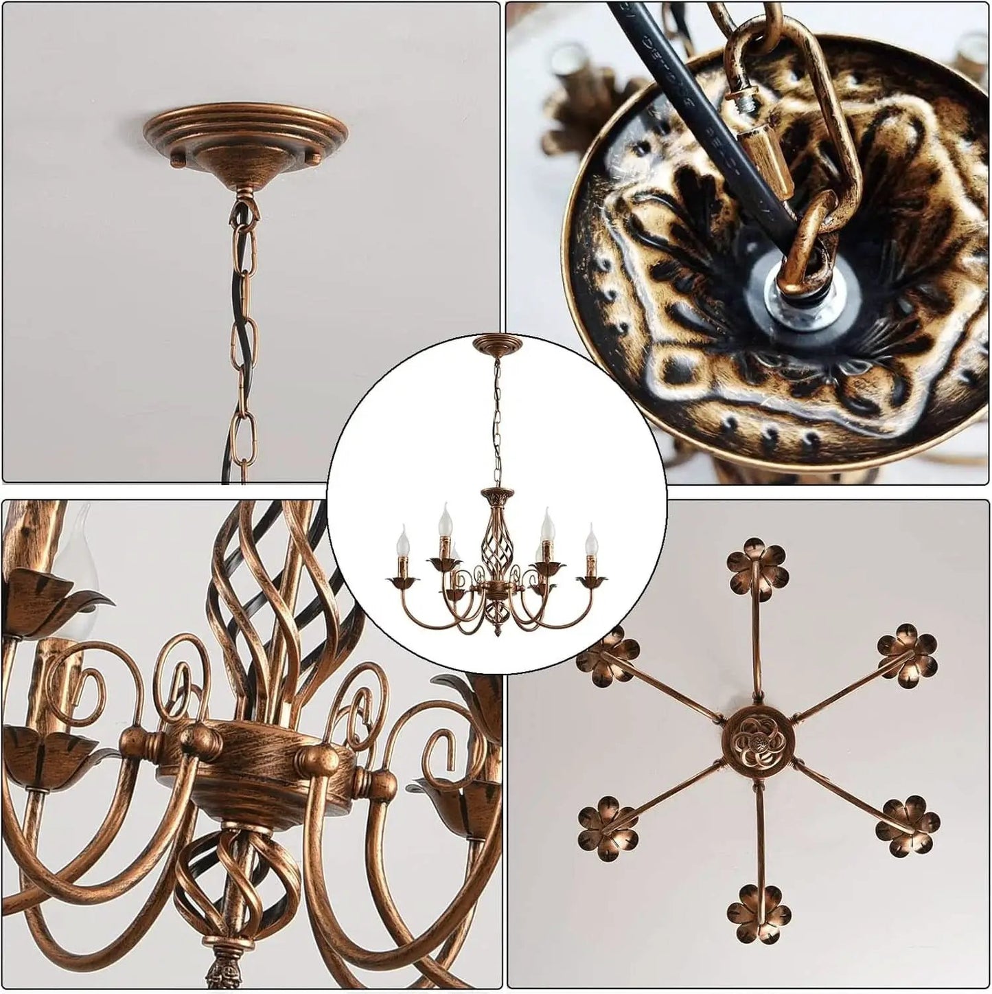 Bronze Rustic Farmhouse Chandelier Six Light Pendant from PriceLows™