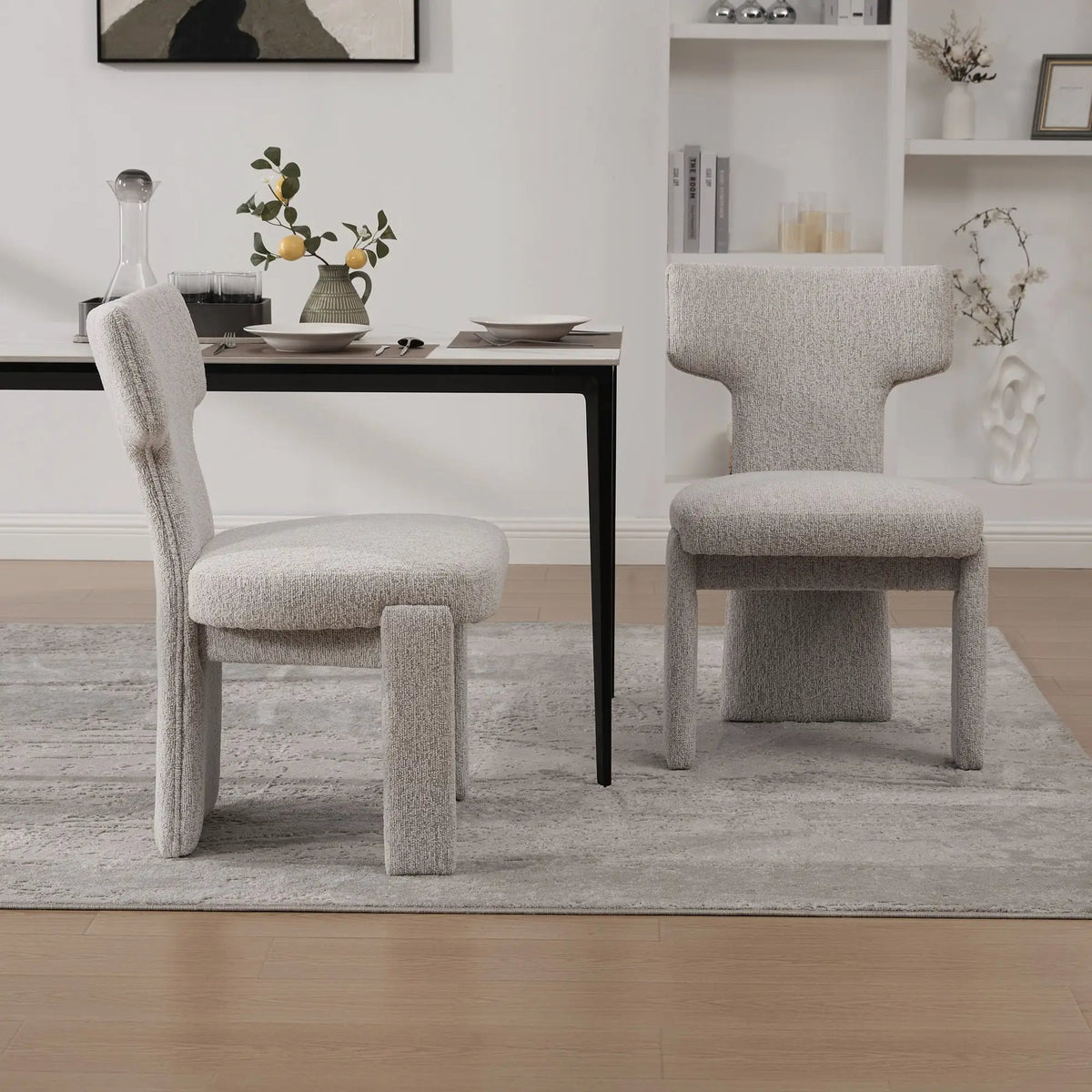 Armless Accent Chairs | Curved Back | Futuristic Design | Foam Padded Fabric