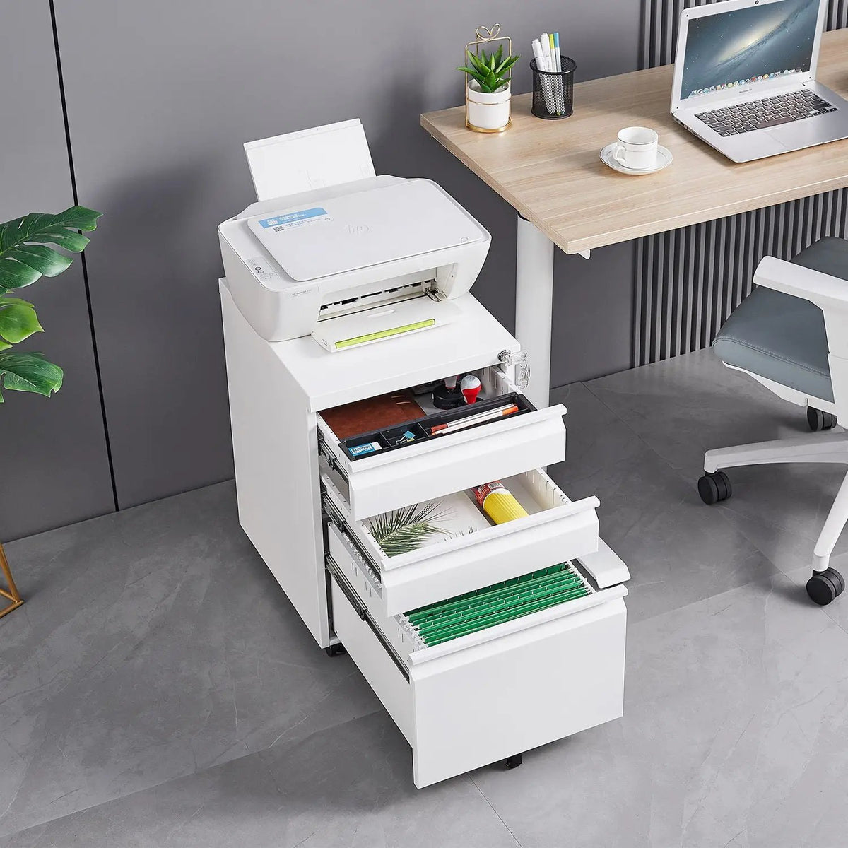 Mobile Filing Cabinet | 3 Drawers | Lockable Metal | Legal And Letter Size