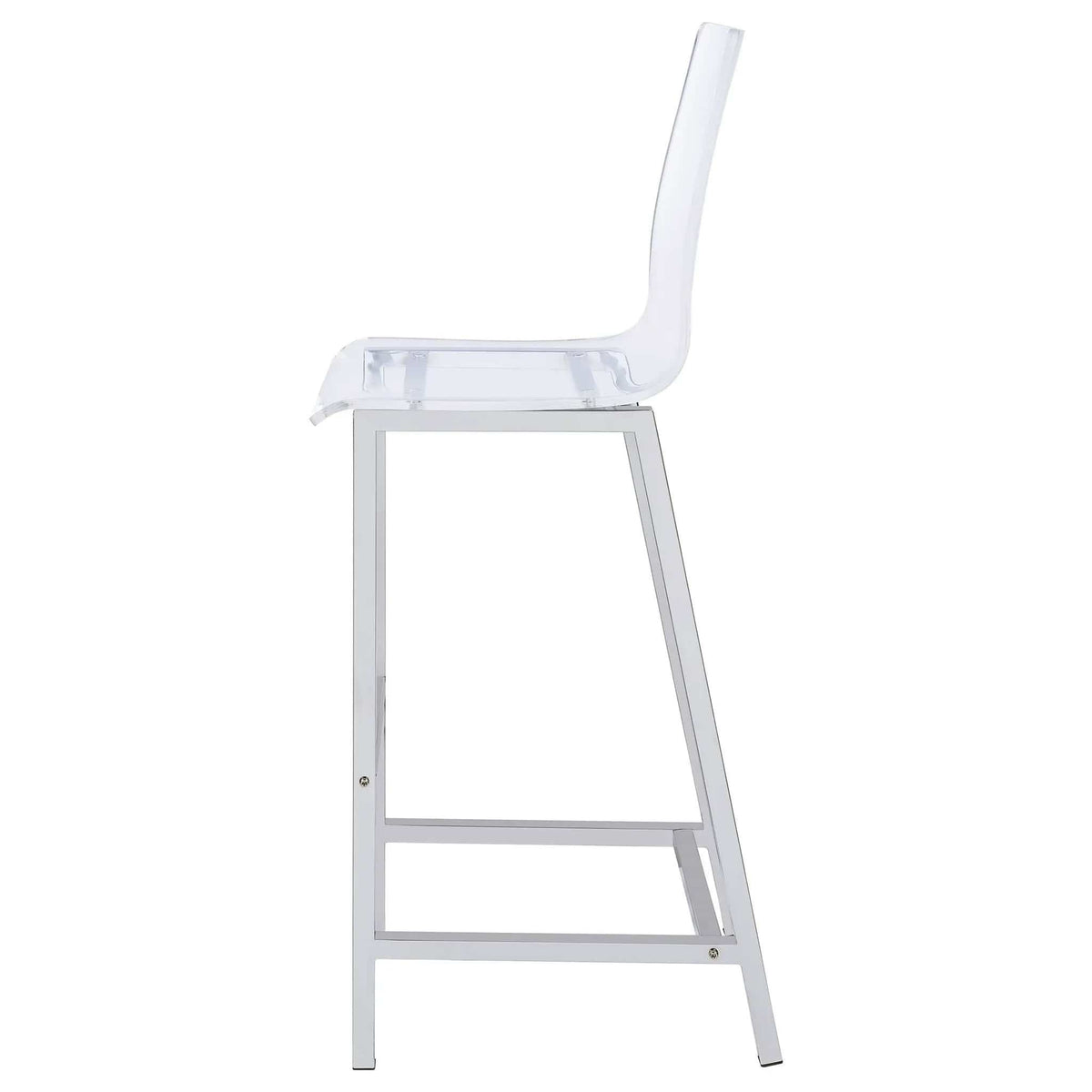 Juelia Clear Acrylic Bar Chair Chrome (Set of 2) Bar Height (28"-30") | 17 x 21 x 46 in | Acrylic | Home