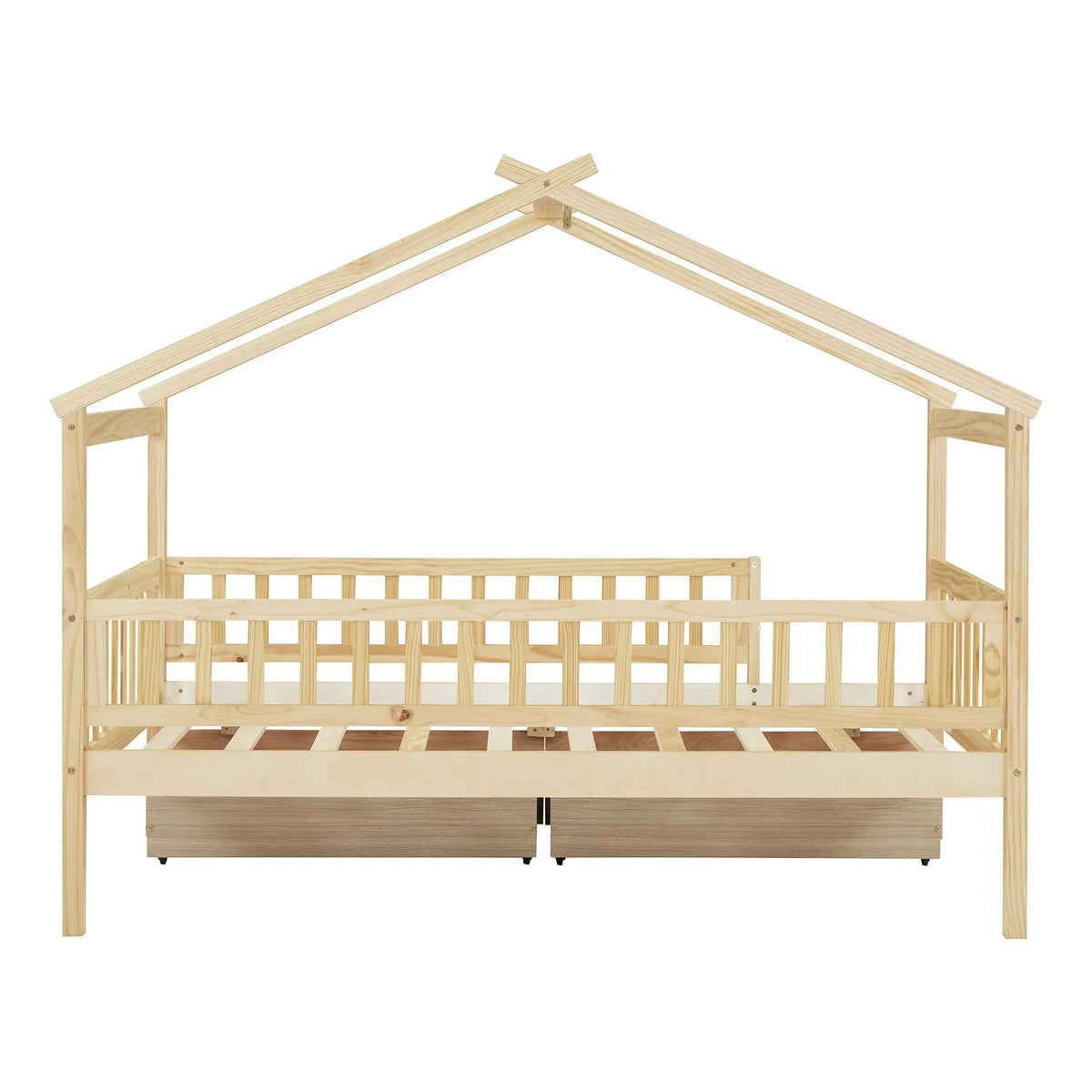 Kids House Bed With 2 Drawers | Sky Roof Design | Classic House Shape | 62.9 Inch Height