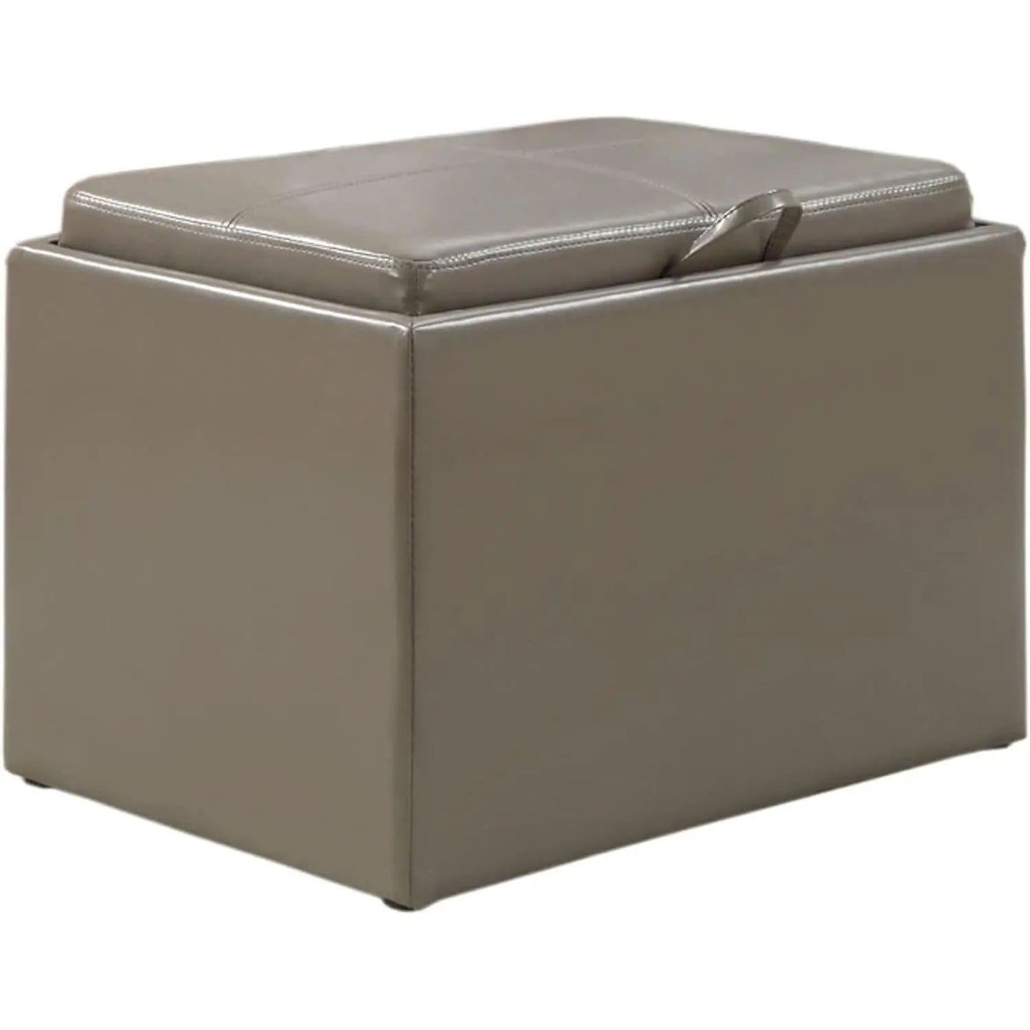 Gray Storage Ottoman With Reversible Tray Top Modern Design from PriceLows™