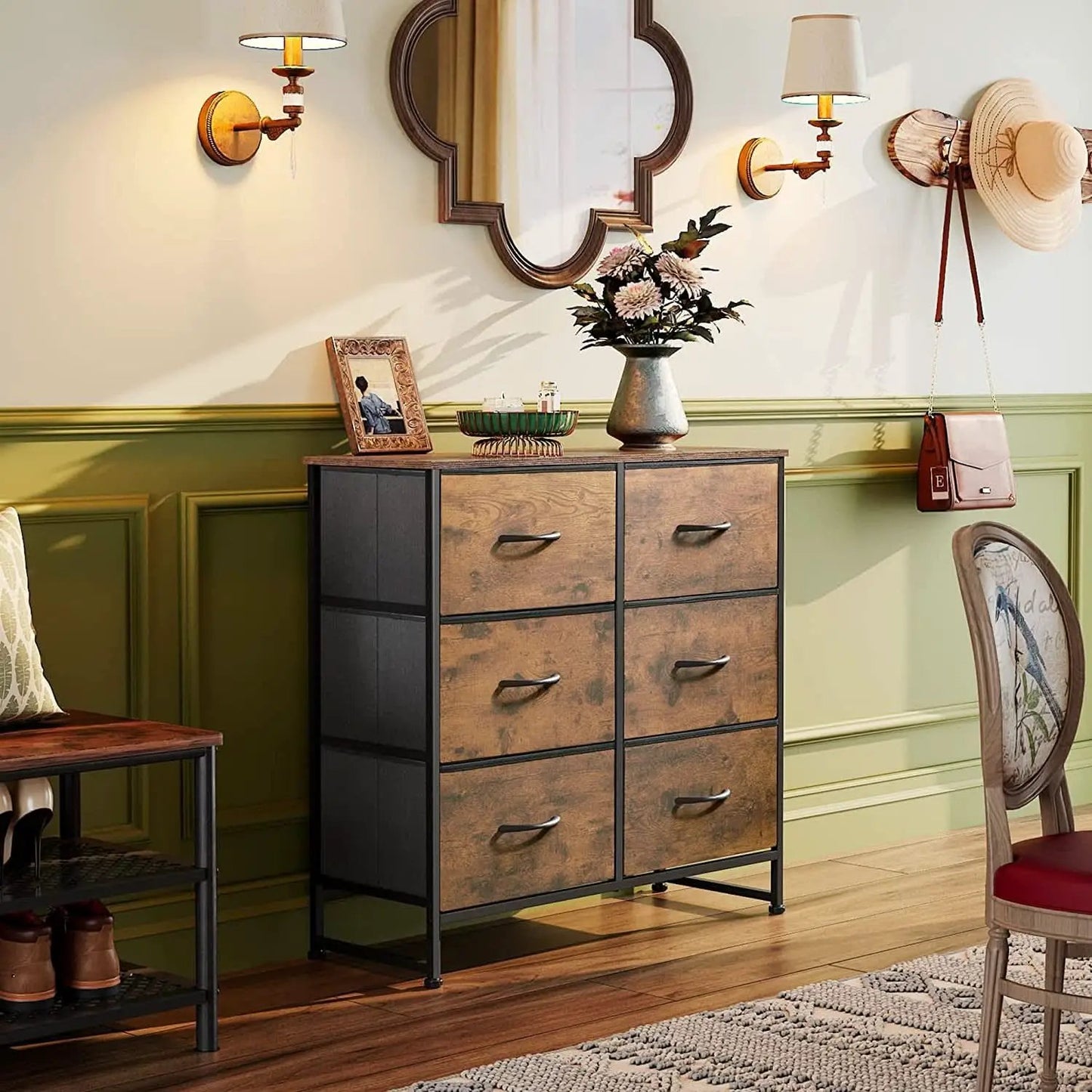 6 Drawer Dresser Rustic Brown For Bedroom Storage Solutions from PriceLows™