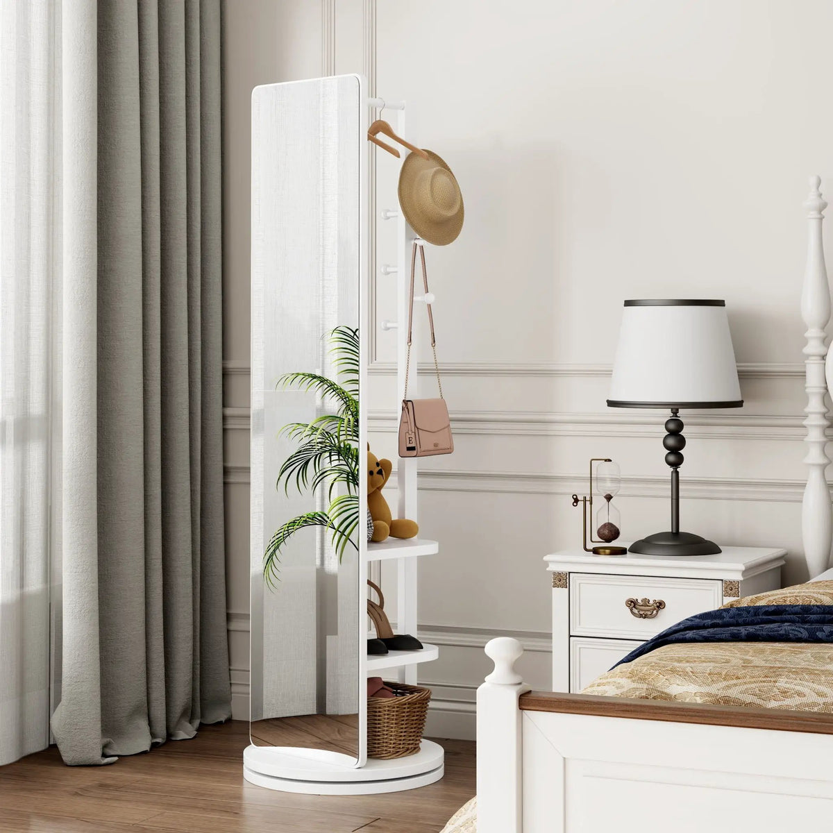 Full Length Mirror | 360 Rotation Design | Solid Wood Rack