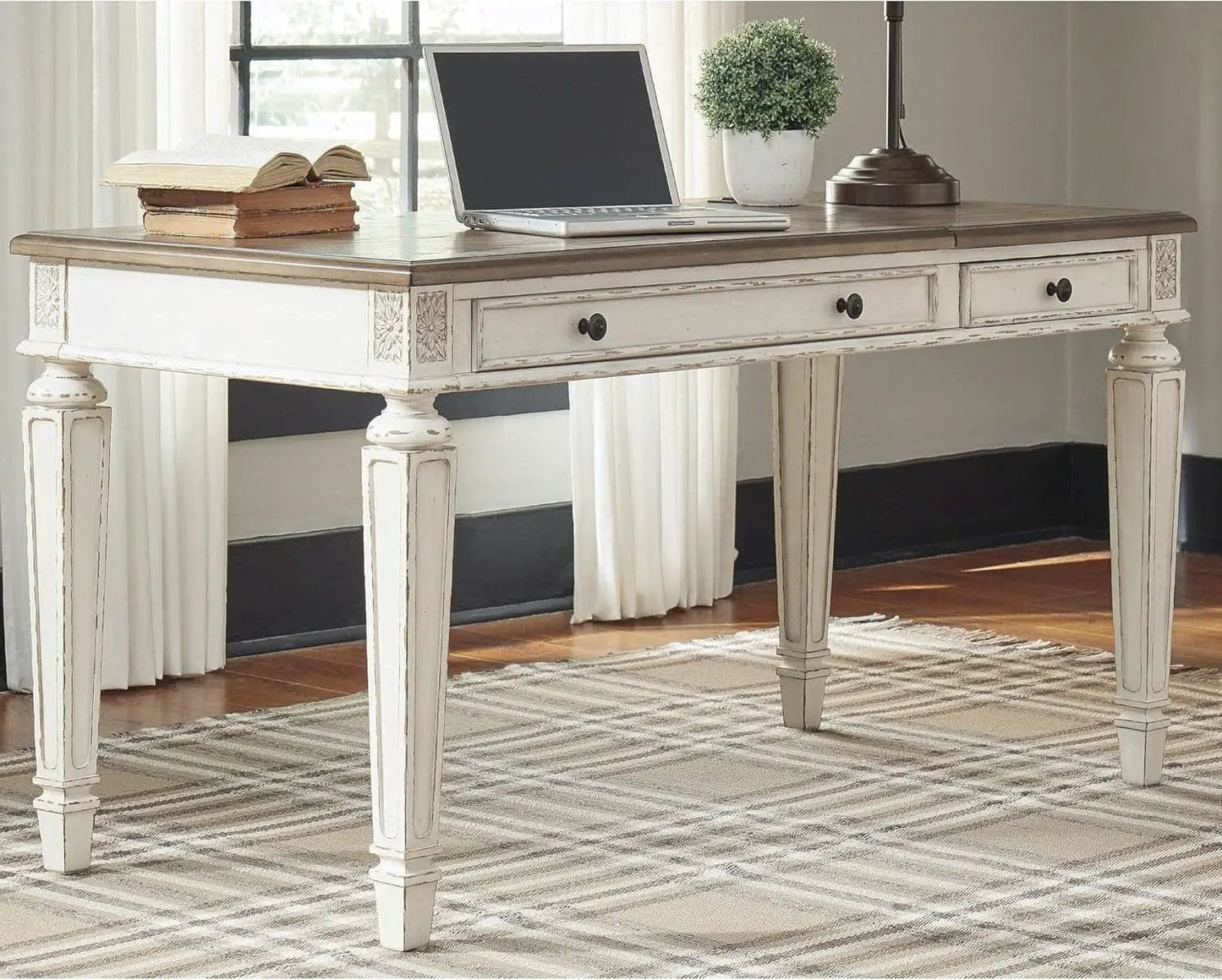 Realyn French Country 60 Inch Lift Top Desk USB Charging from PriceLows™