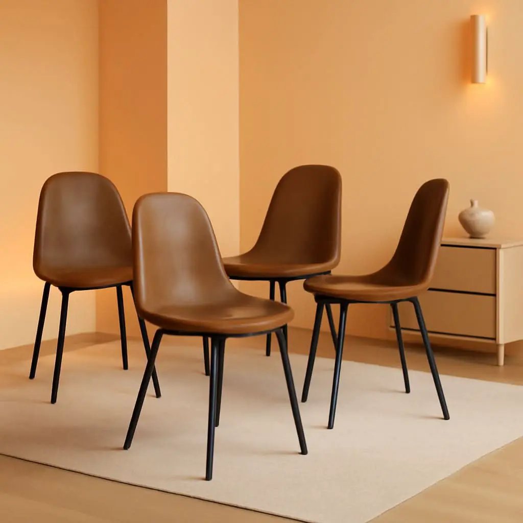 Mid Century Modern Upholstered Dining Chairs, Brown from PriceLows™