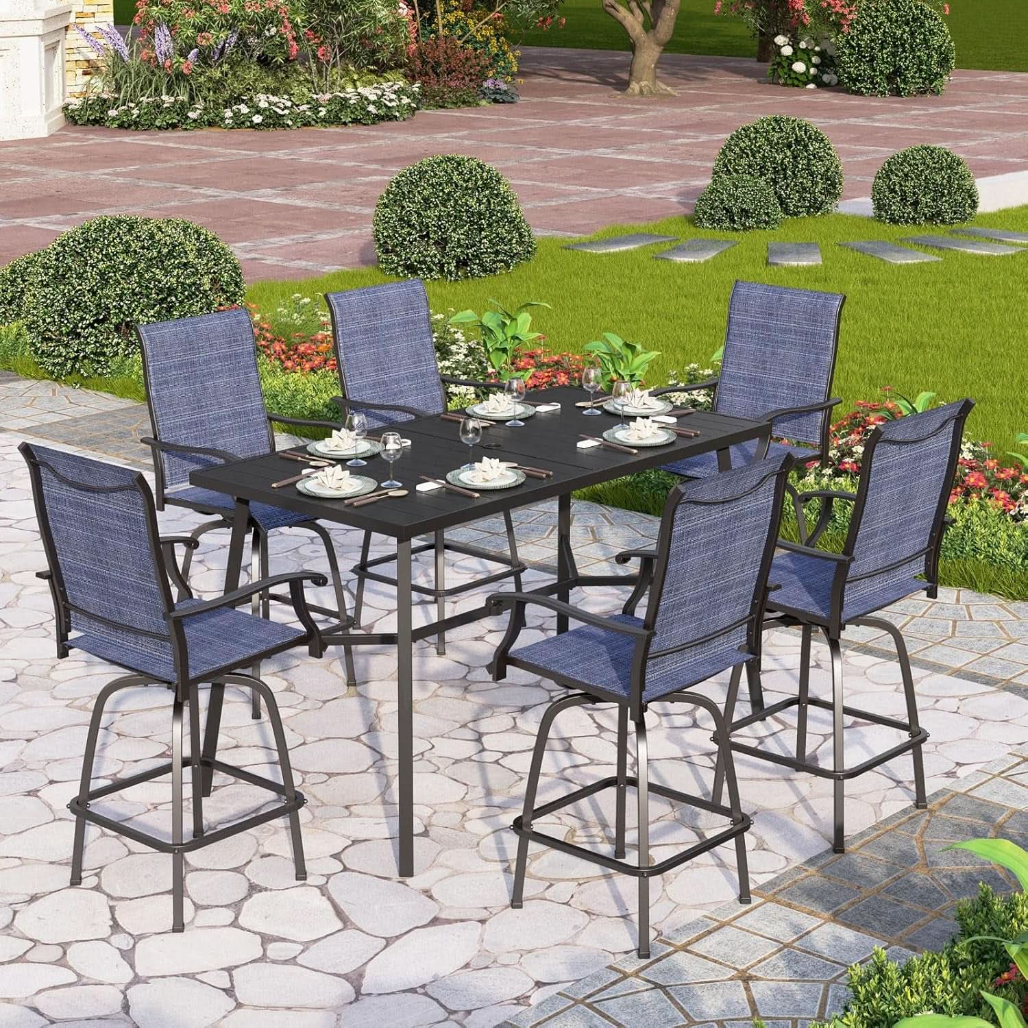 Outdoor Bar Set With Swivel Stools For Patio from PriceLows™