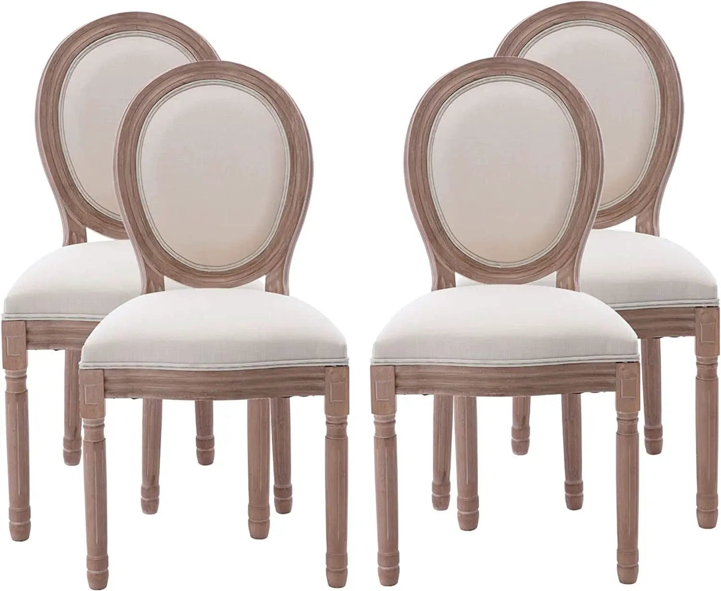 French Country Dining Chairs Set Of 4 With Linen Upholstery And Solid Wood Legs from PriceLows™