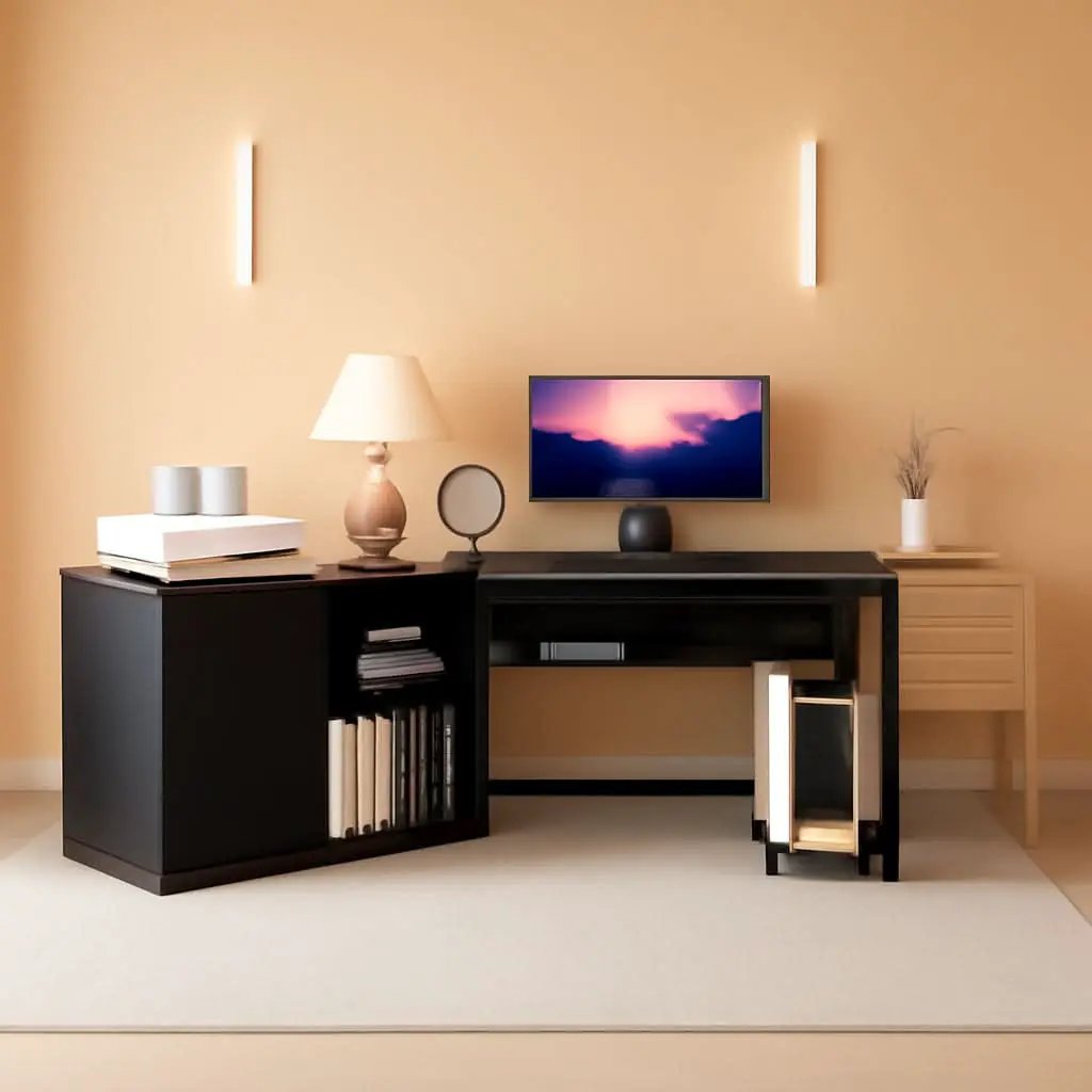 71 Inch Gray L Shaped Desk With Cabinet Storage For Home Office from PriceLows™