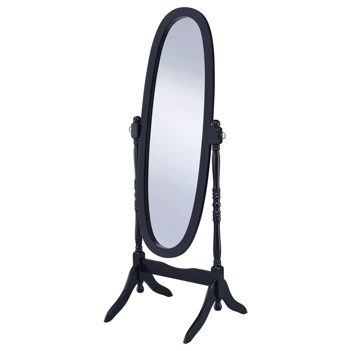 Foyet Wood Adjustable Full Length Cheval Mirror | 23 x 19.5 x 59 in | Engineered Wood & Glass | Black