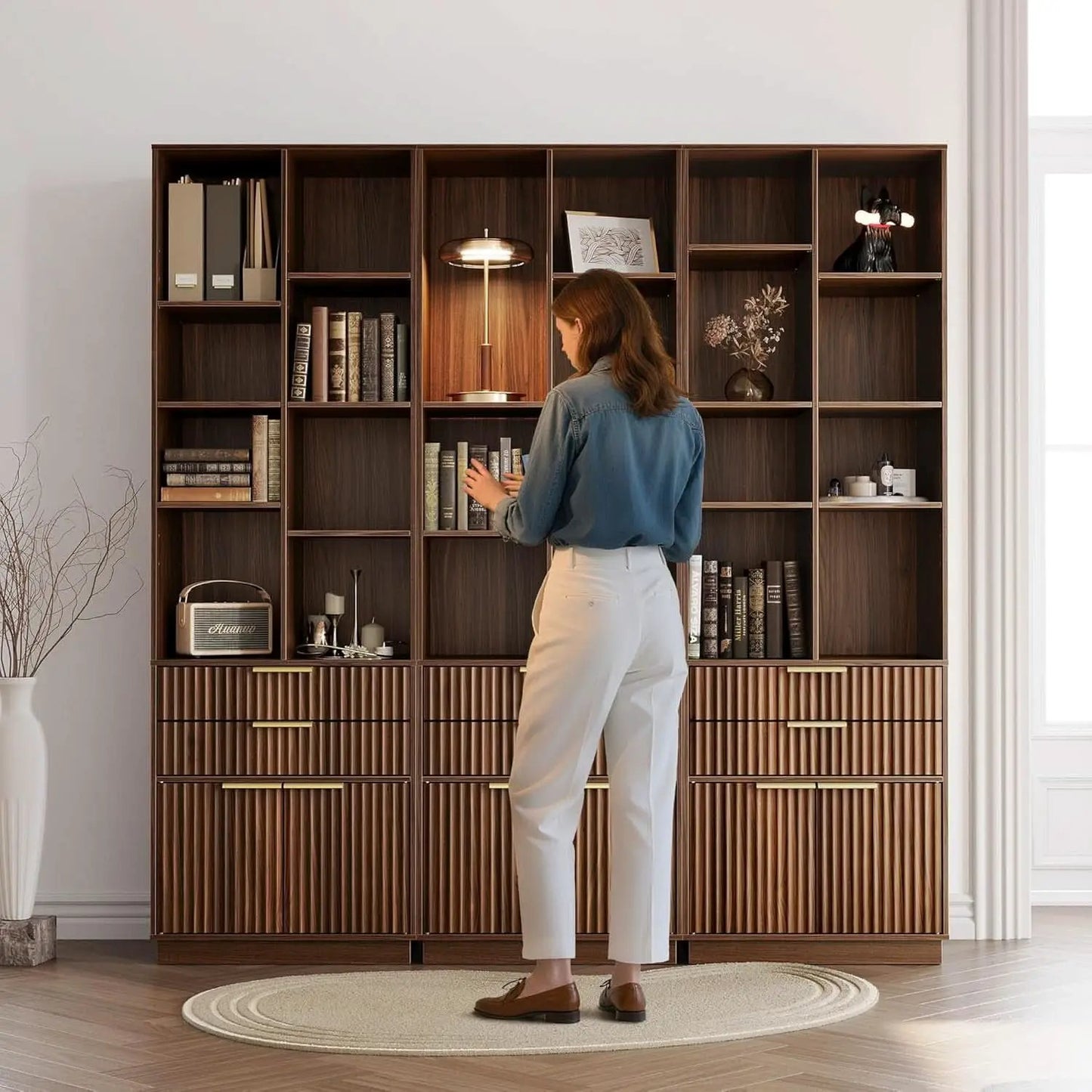 Electric Height Adjustable Desk 48 Inches Bookcase from PriceLows™