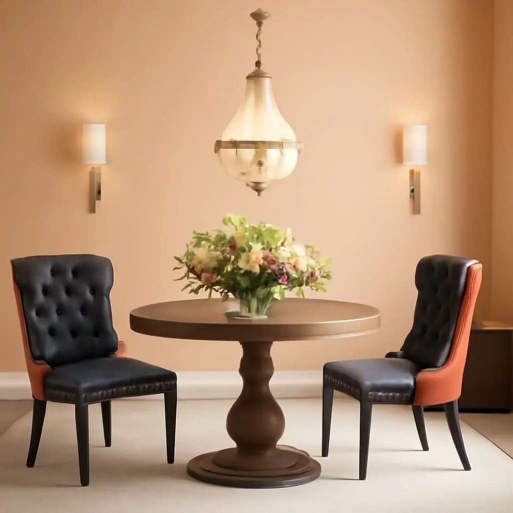 Leather Dining Chair Set Of 2 Tufted Black And Orange from PriceLows™