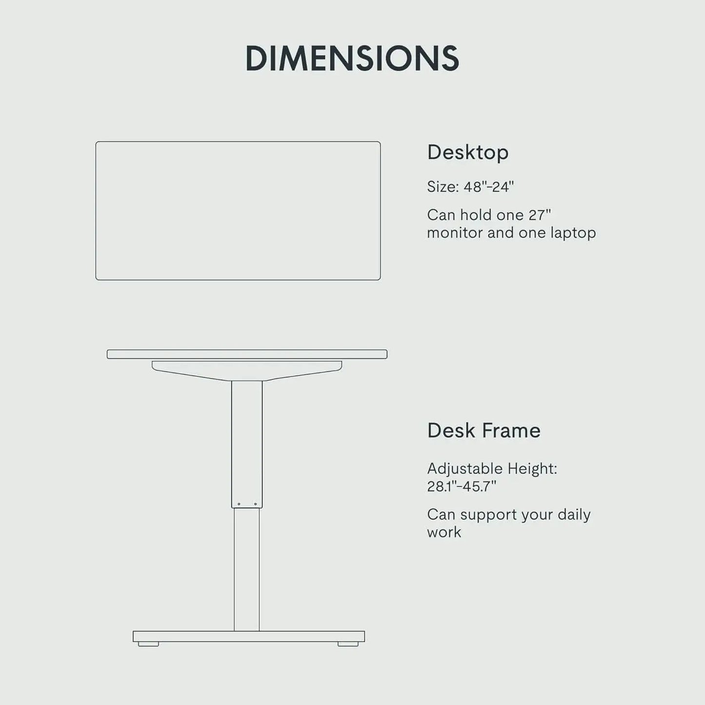 Electric Standing Desk 48x24 Inch Adjustable Height from PriceLows™