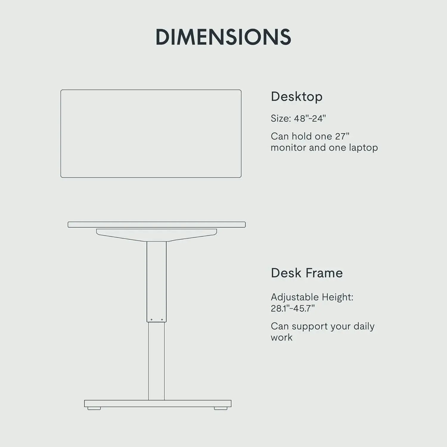 Electric Standing Desk 48x24 Inch Adjustable Height from PriceLows™