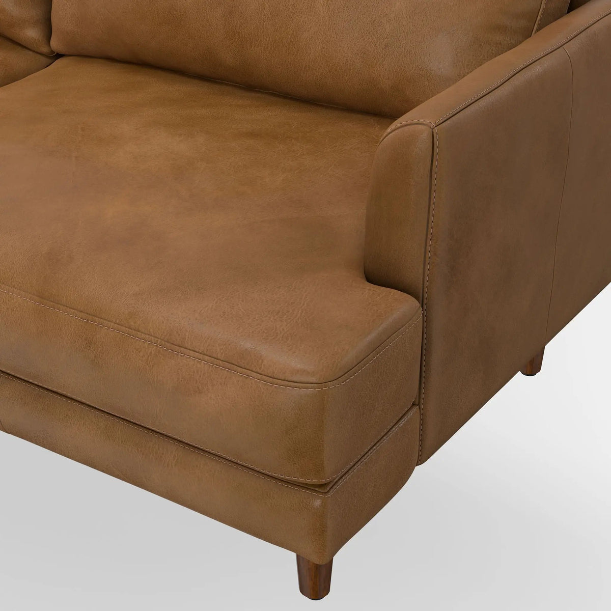 Livingston Upholstered Sofa | Genuine Aniline Leather | 7 Inch Thick Cushions | 76 Inch Length