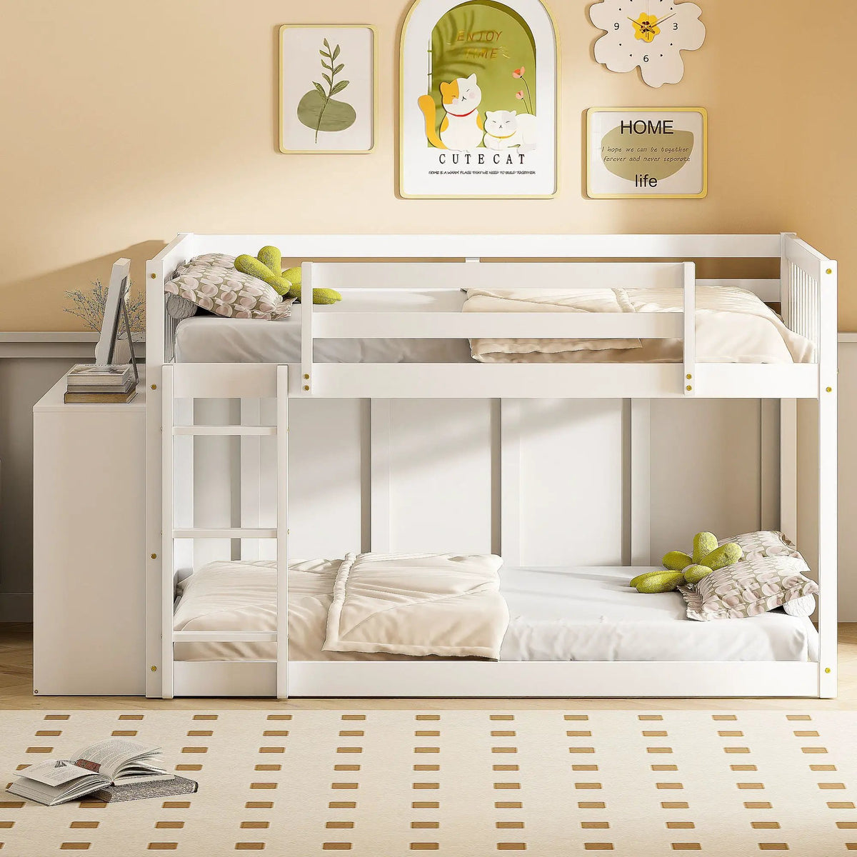 Bunk Bed | Solid Pine Frame | Four Drawers And Three Shelves | Full Size