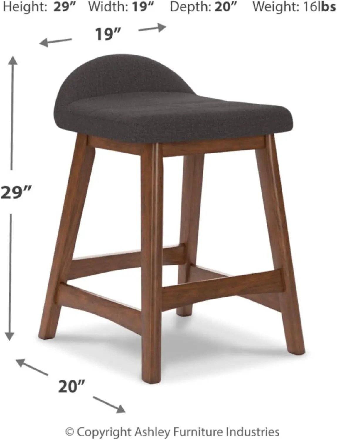 Counter Height Bar Stool Set Of 2 28.5 Inch Charcoal Brown from PriceLows™