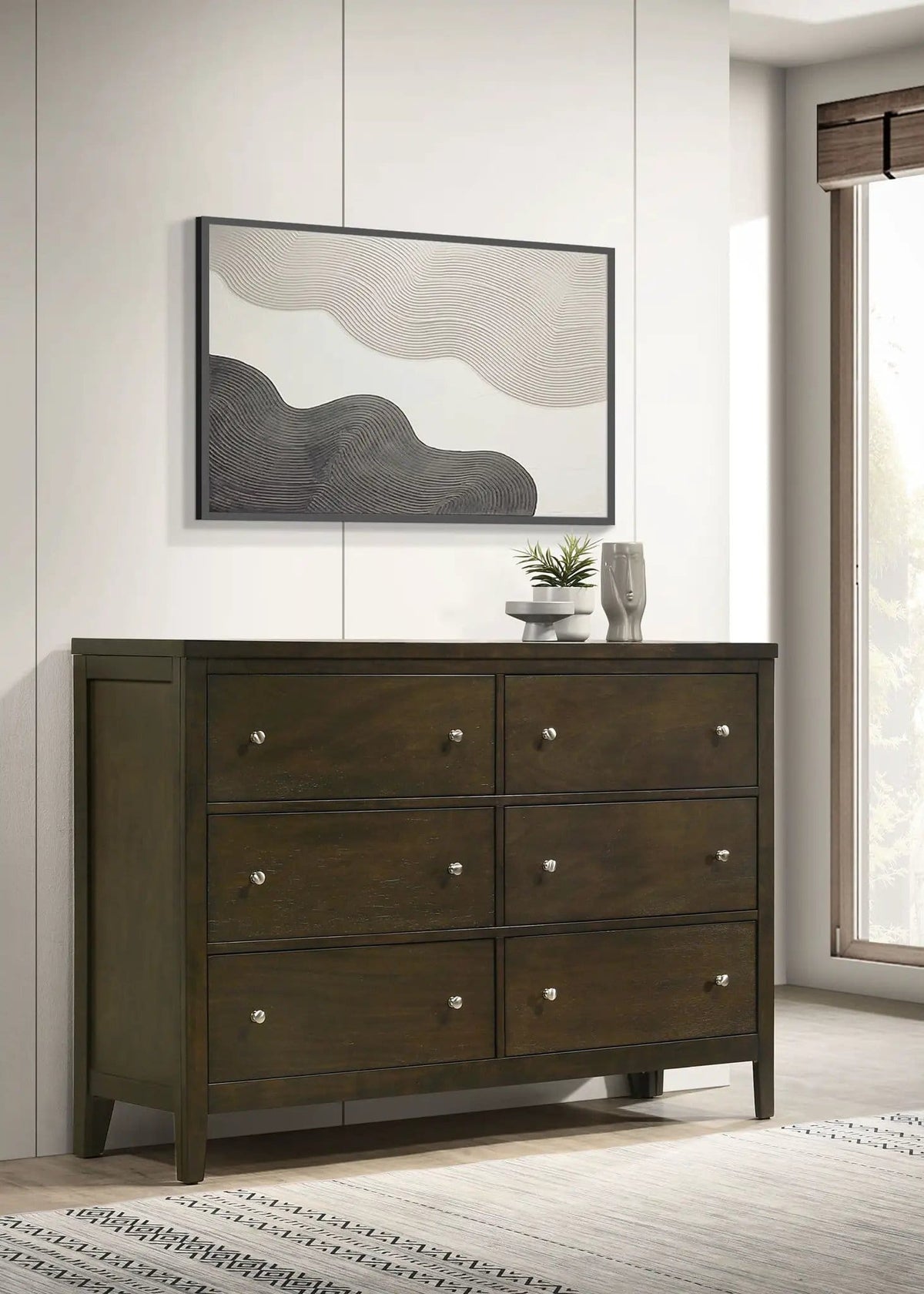 Wilkes 6-drawer Dresser Cabinet Dark Cocoa | 56.25 x 15.25 x 38.75 in | Metal | Bedroom