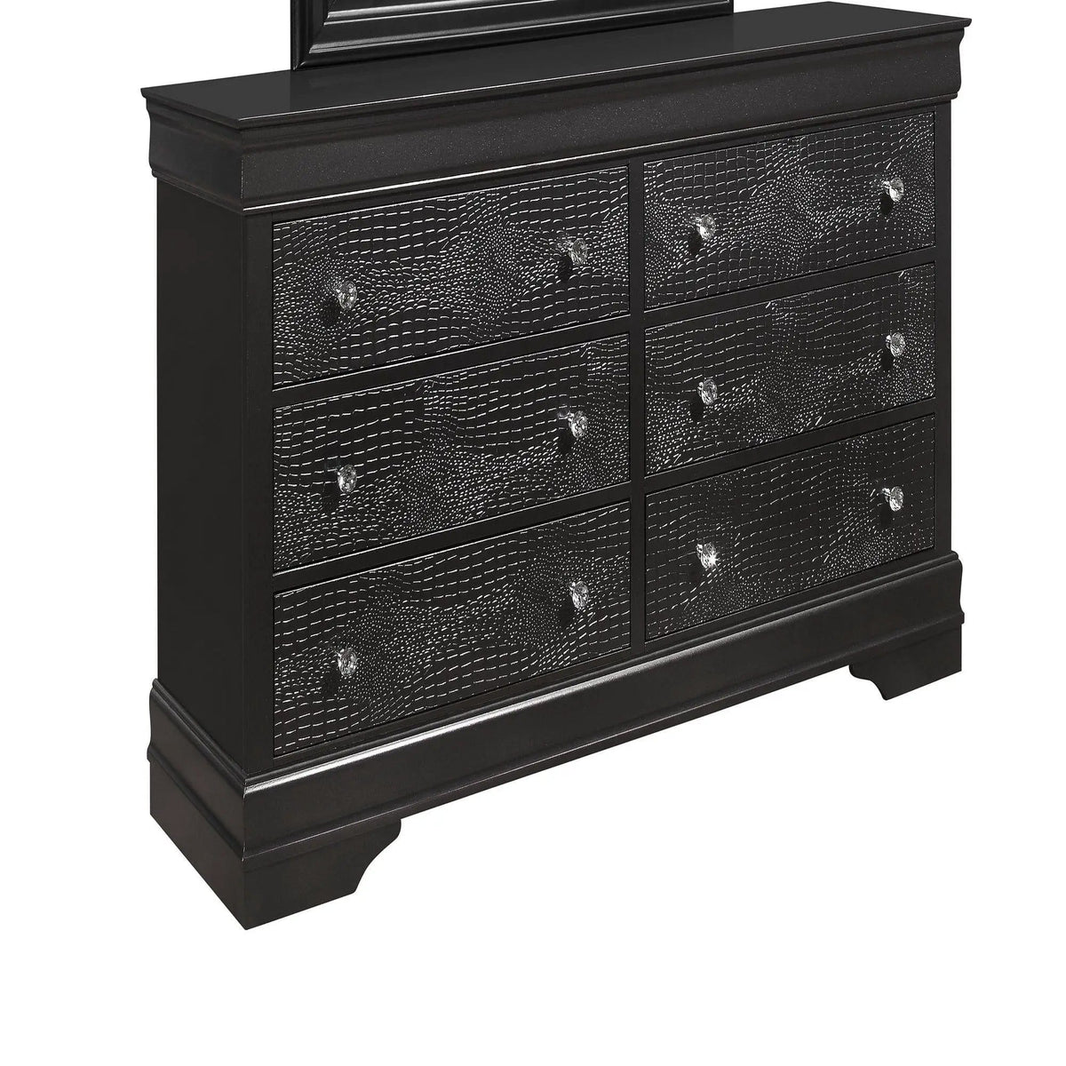 Shaker Crocodile Metallic Dresser | 2 Pieces | Solid Wood & Crystal | Bedroom