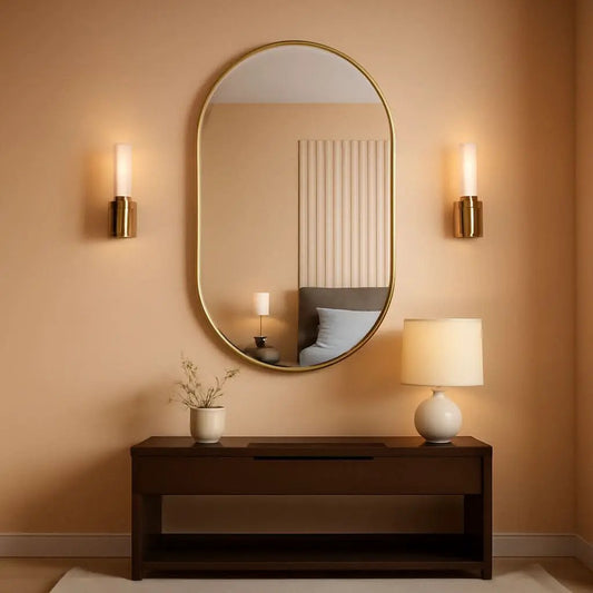 Gold Oval Bathroom Mirror 20x28 Wall Decor Mirror Style from PriceLows™