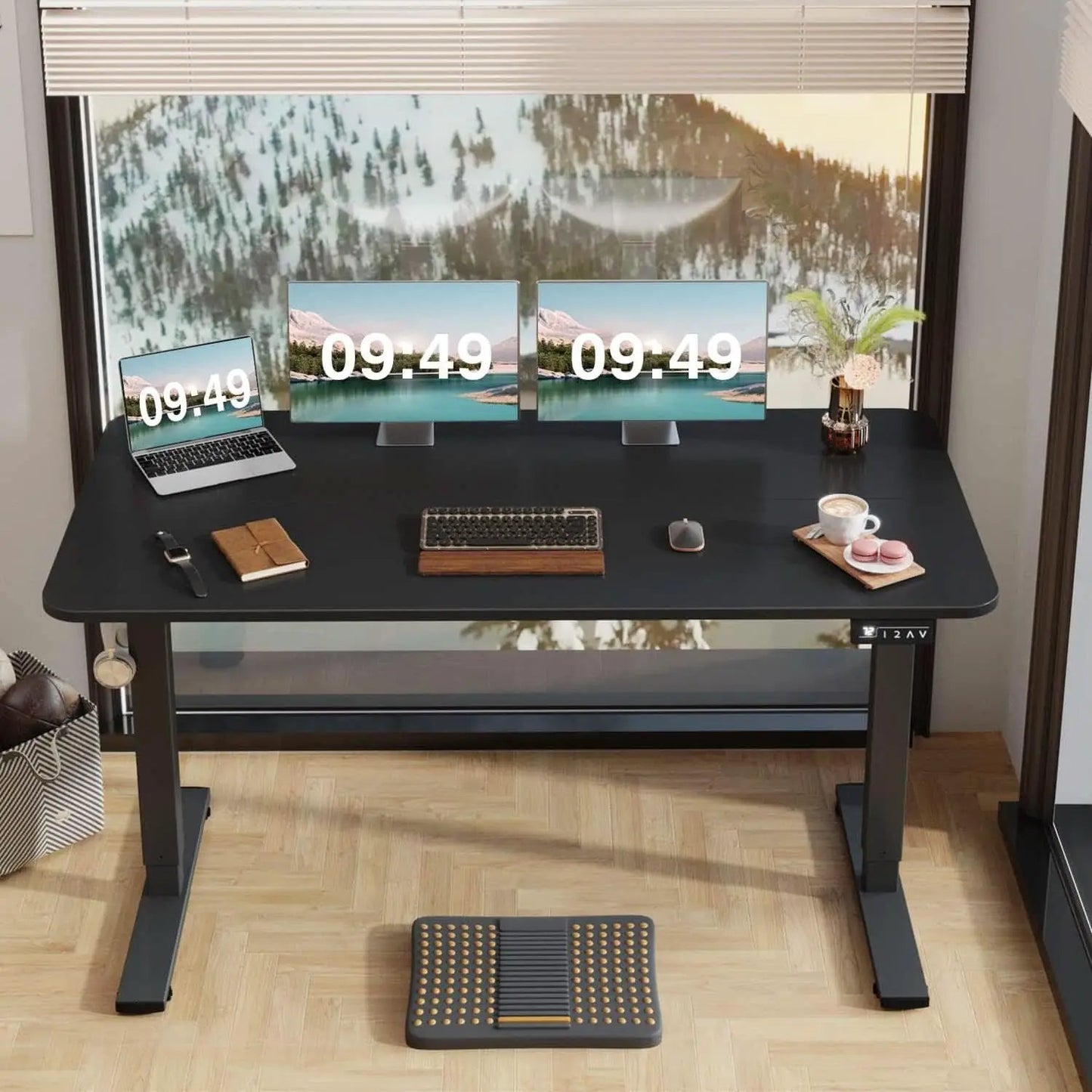 Electric Height Adjustable Standing Desk 55 X 24 Inches from PriceLows™