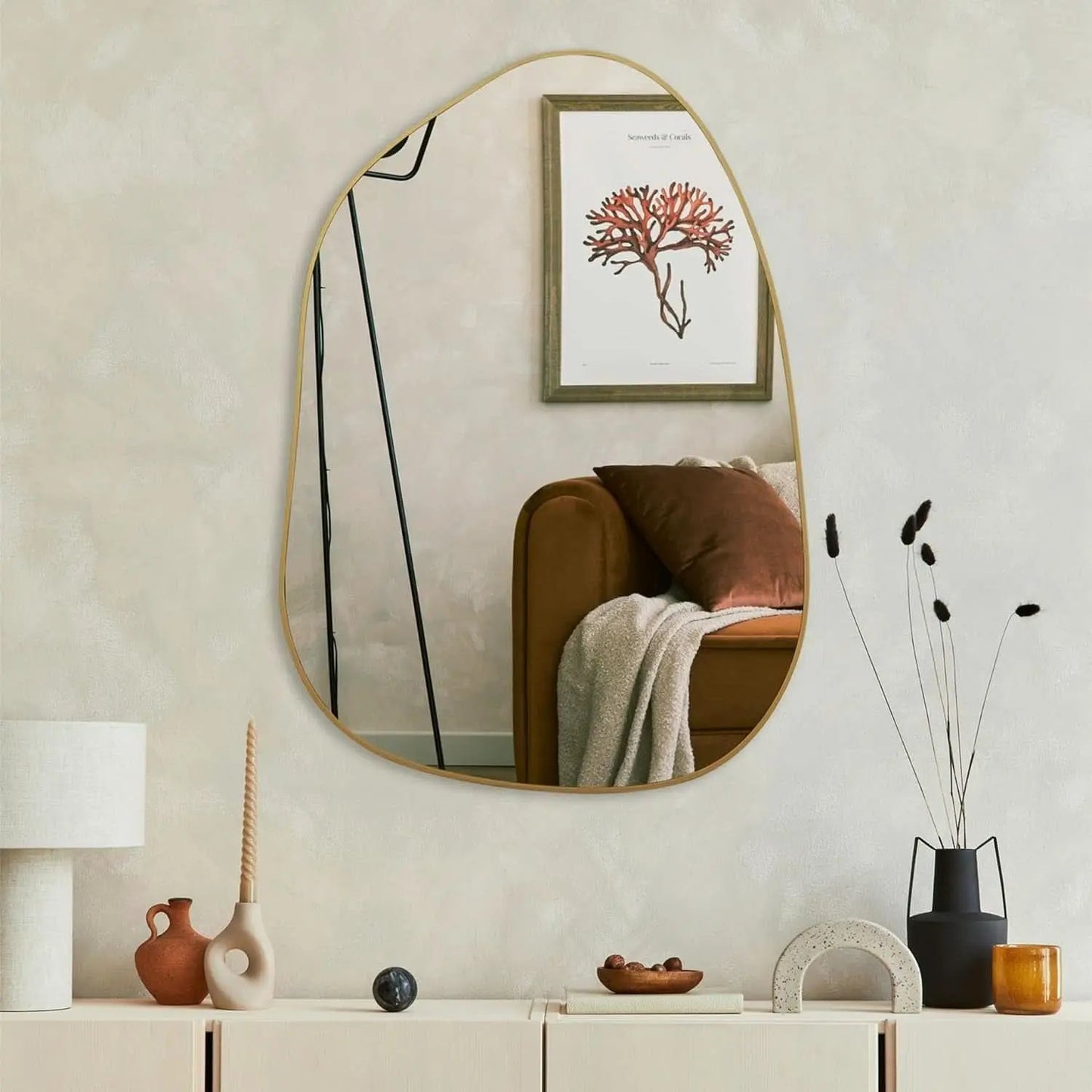Asymmetrical Gold Mirror 28 By 20 Inches Wood Frame from PriceLows™