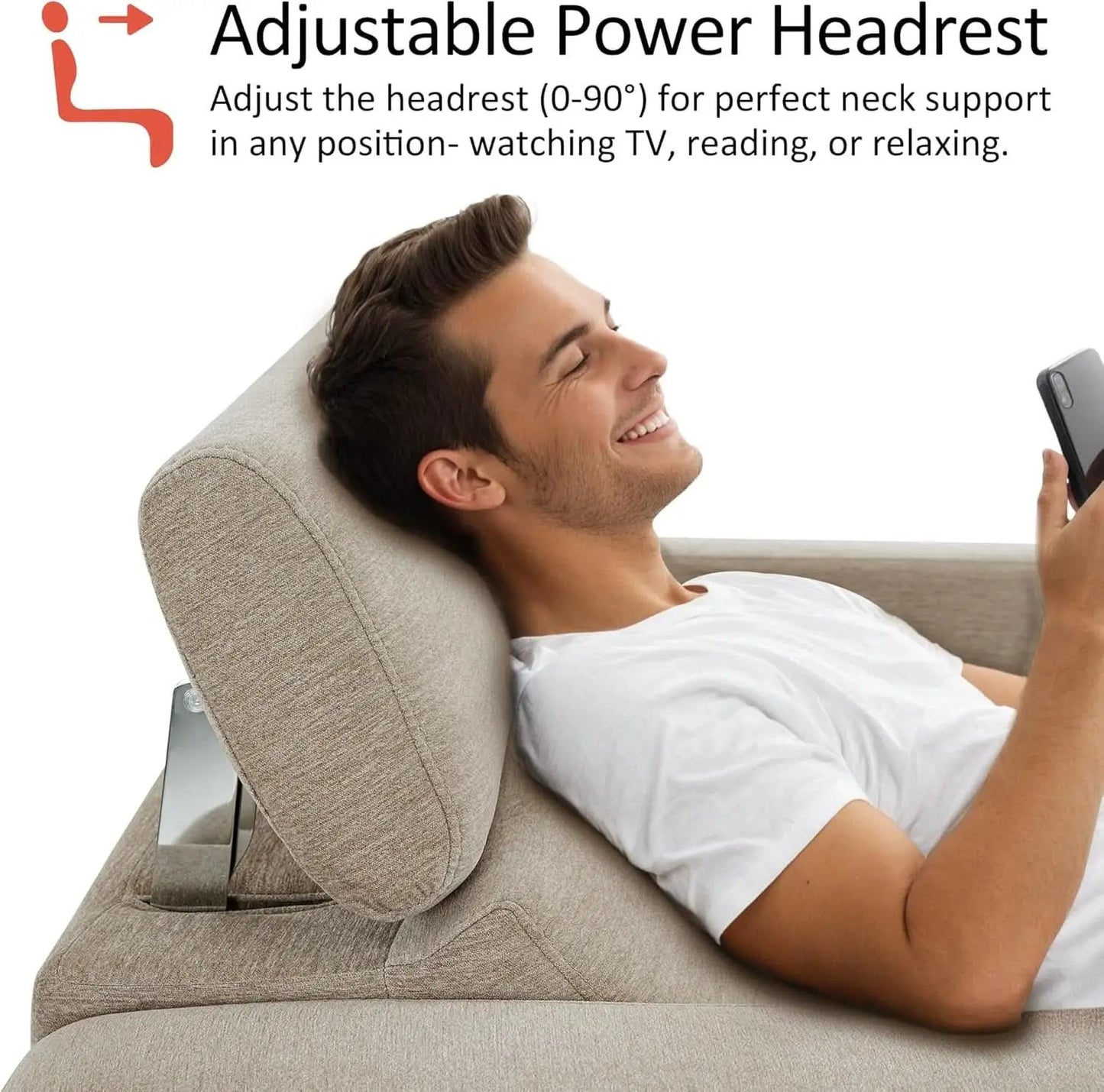 Beige Fabric Wall Hugger Power Loveseat Recliner USB from PriceLows™