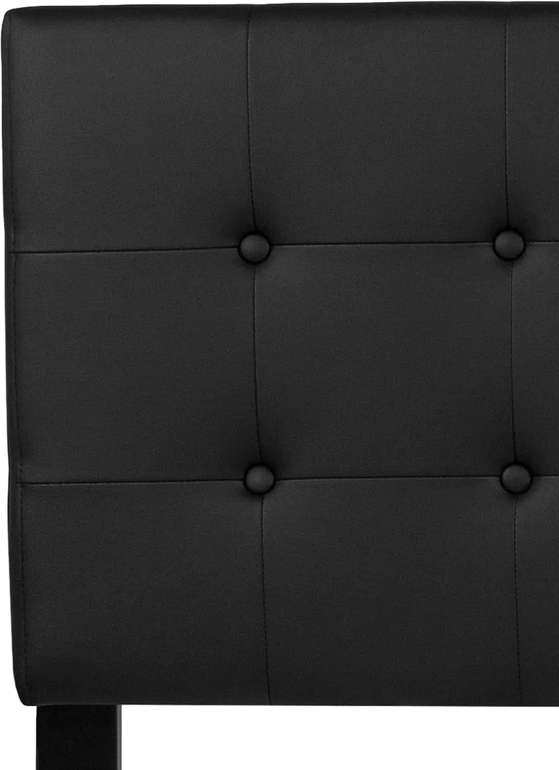 Button Tufted Black Vinyl Queen Size Headboard Upgrade from PriceLows™