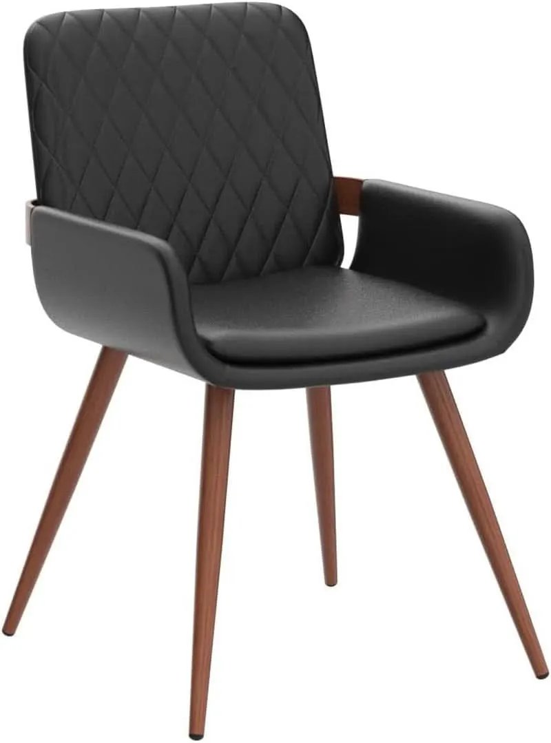Mid Century Modern Faux Leather Dining Chairs Set 2 Black from PriceLows™