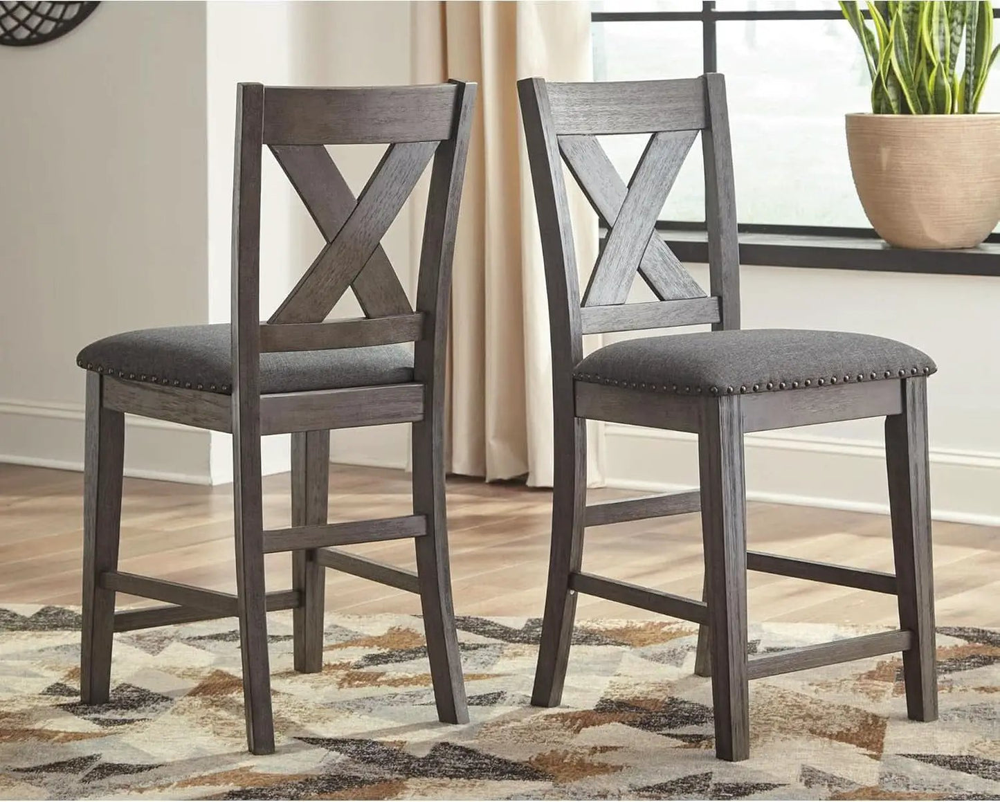 Caitbrook Gray Upholstered Counter Height Barstool Set Of 2 from PriceLows™
