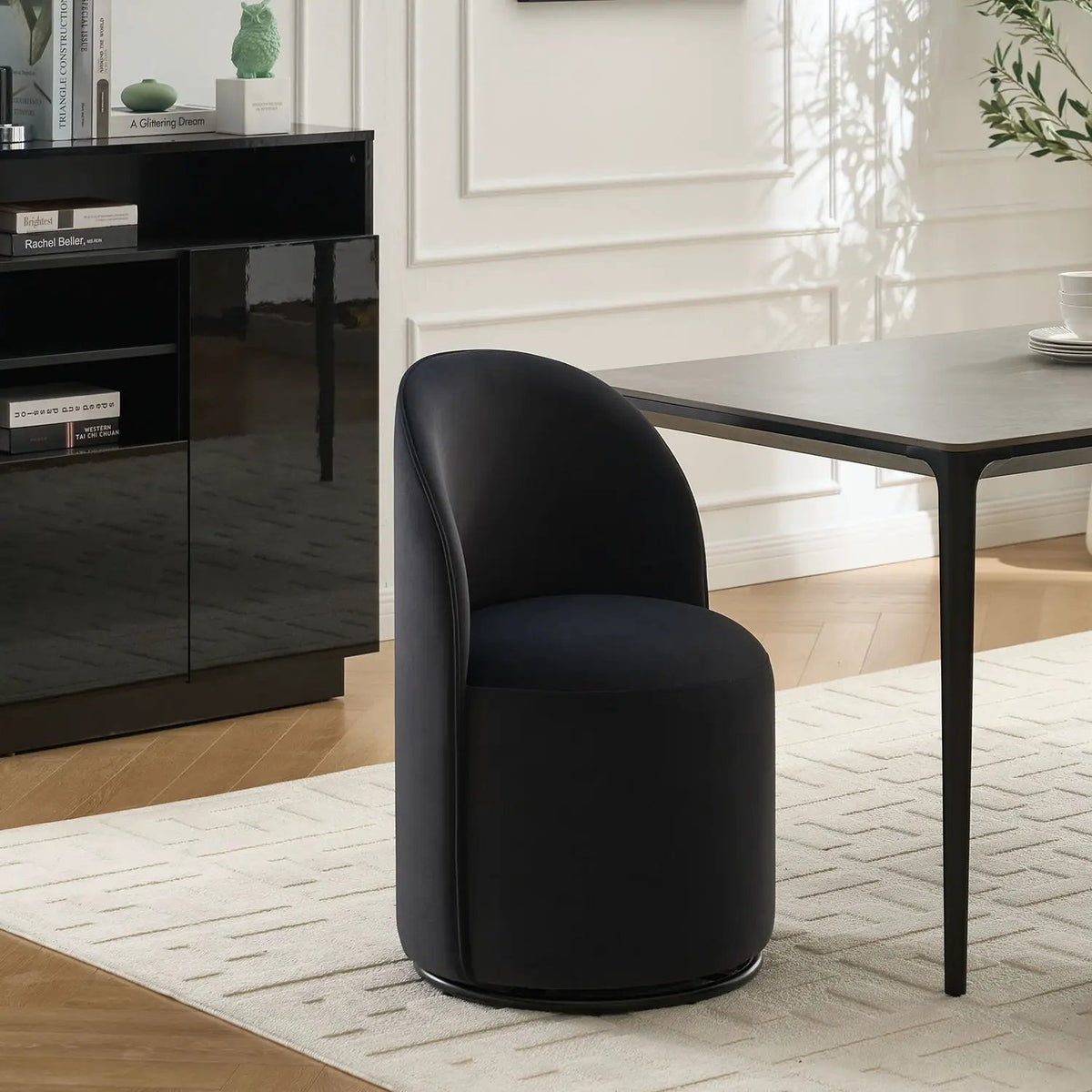 360 Degree Swivel Barrel Chair | Armless Dining Chair | Compact Design | Cozy Upholstery