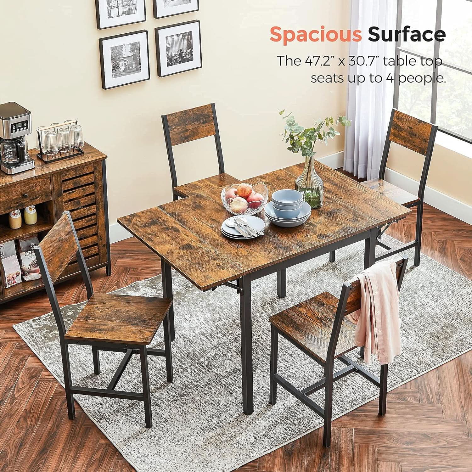 Folding Dining Table Drop Leaf Extendable Brown For Small Spaces Seats 2 To 4 from PriceLows™