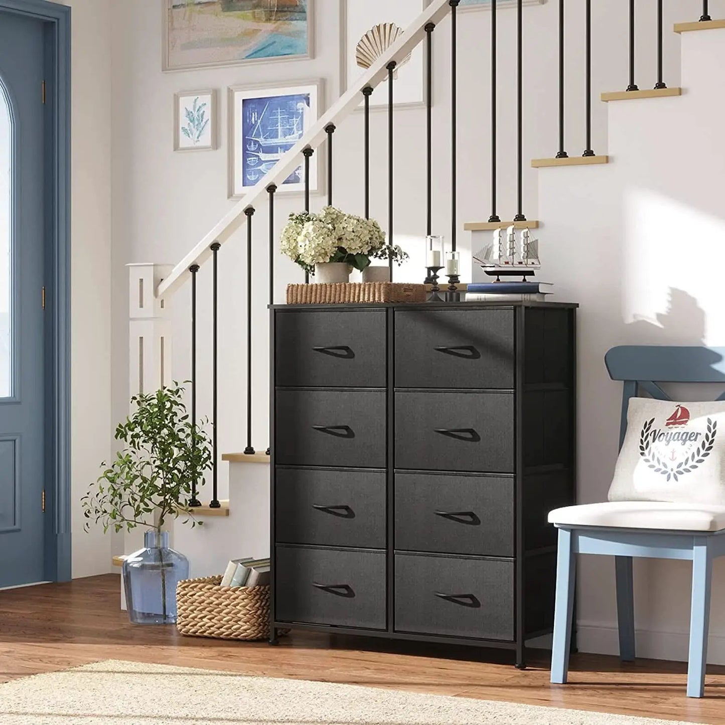 Fabric Storage Tower With 8 Drawers Charcoal Black from PriceLows™