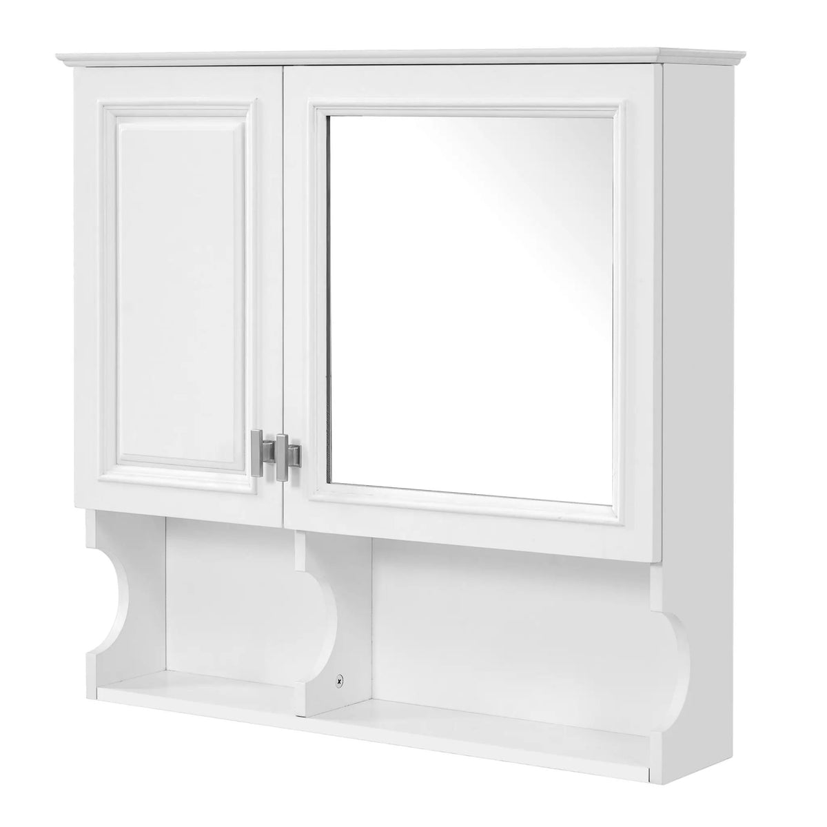 Wall Mounted Mirror Medicine Cabinet | 30 Inch Width | Doors And Open Shelves | Adjustable Shelf