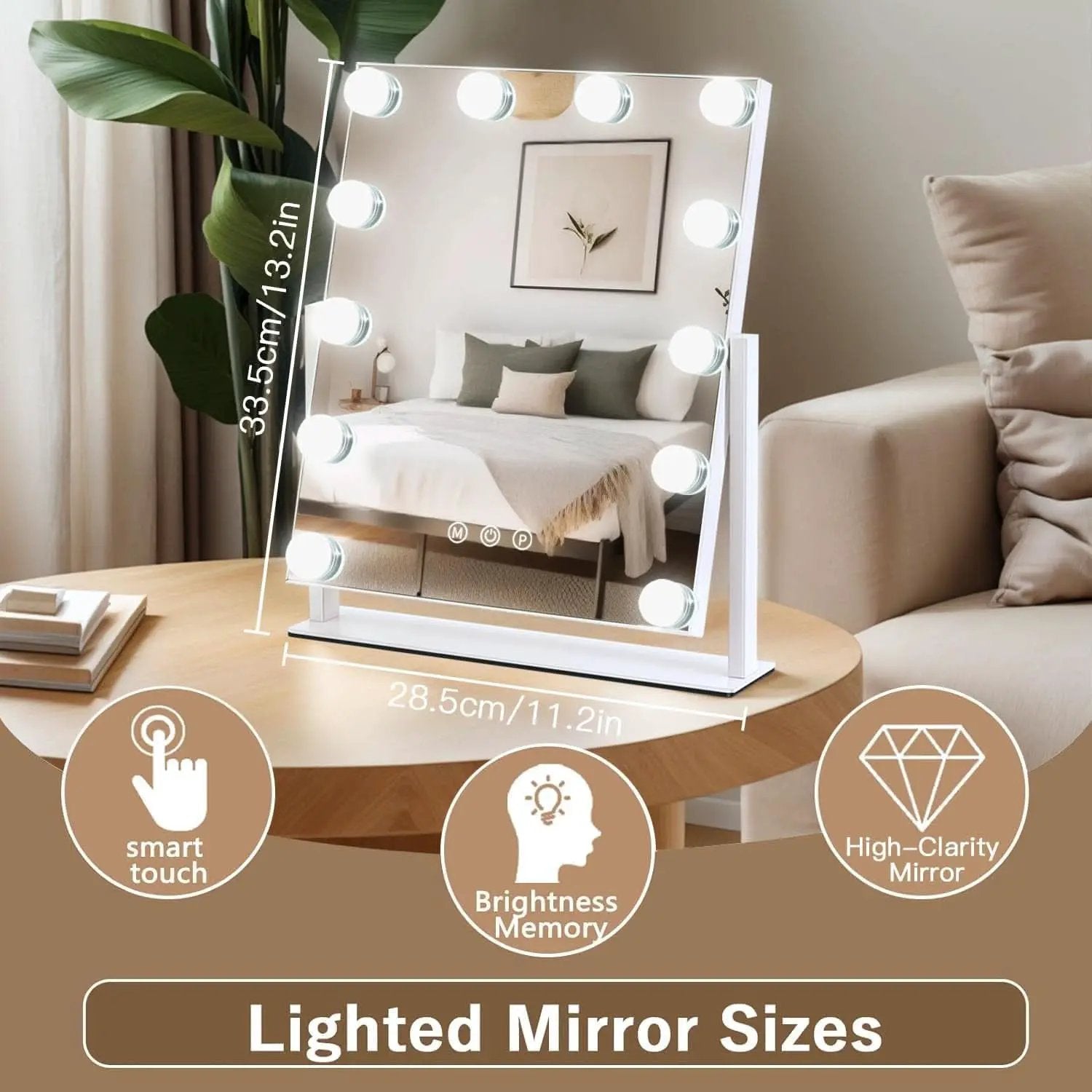 13 By 11 Lighted Makeup Vanity Mirror 12 Dimmable Bulbs from PriceLows™