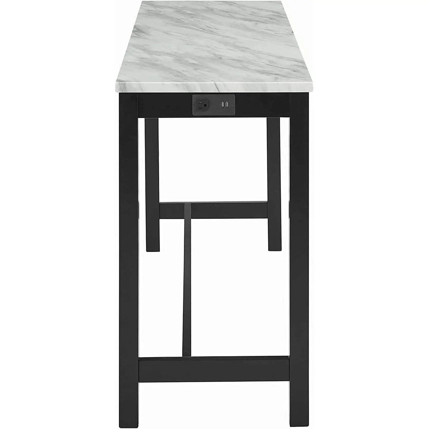 Blue Velvet Bar Table Set With Faux Marble Top 4 Piece from PriceLows™